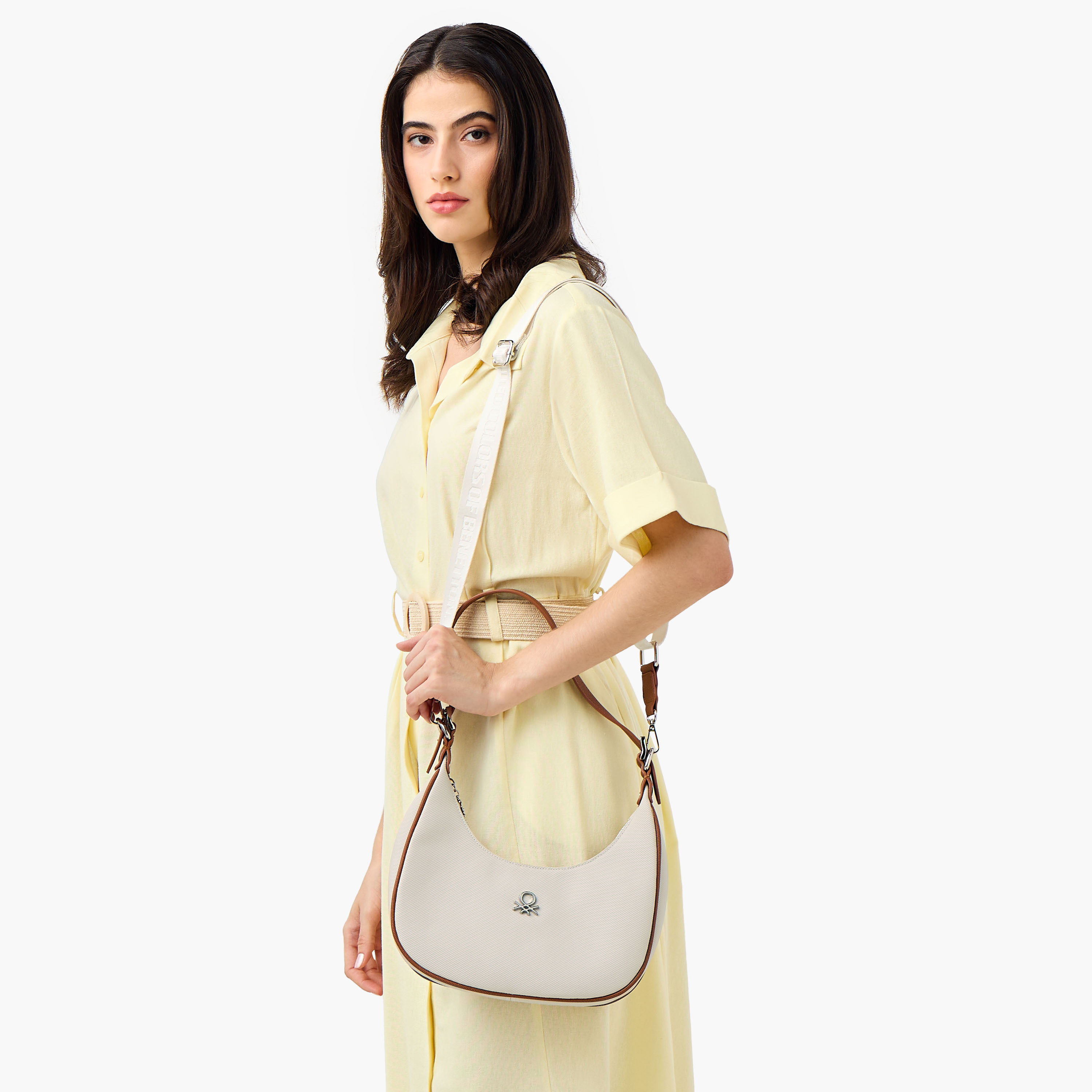 UCB Textured Baguette Bag with Adjustable Strap-women-bagsandwallets-handbags-image-8