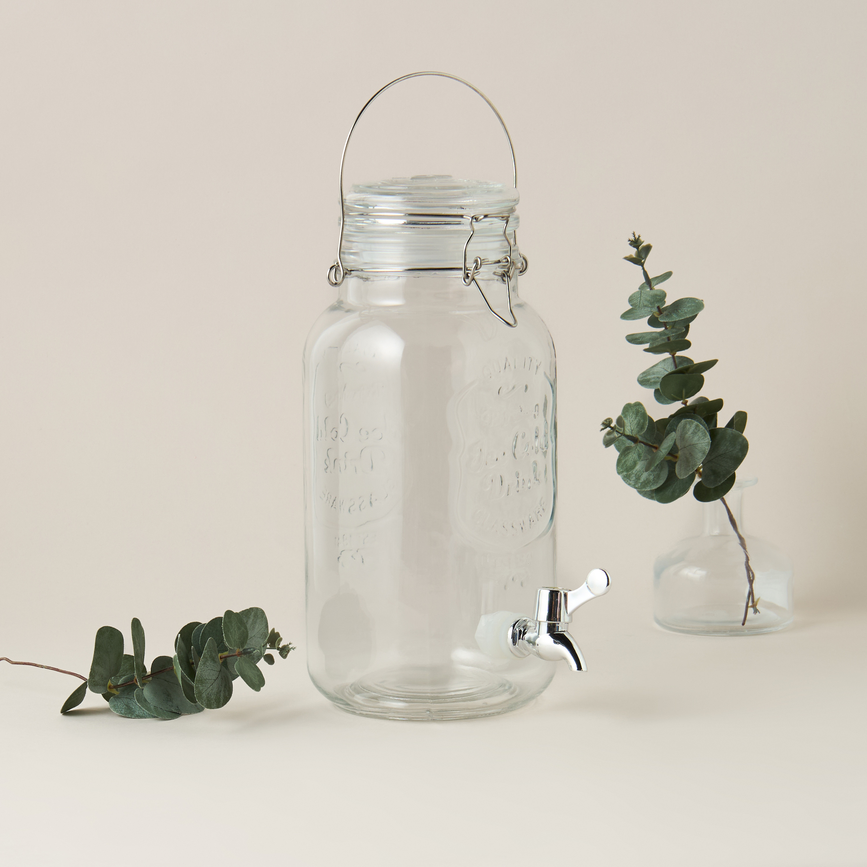 Textured Glass Beverage Dispenser - 3 L-household-dining-drinkserveware-dispensers-image-1