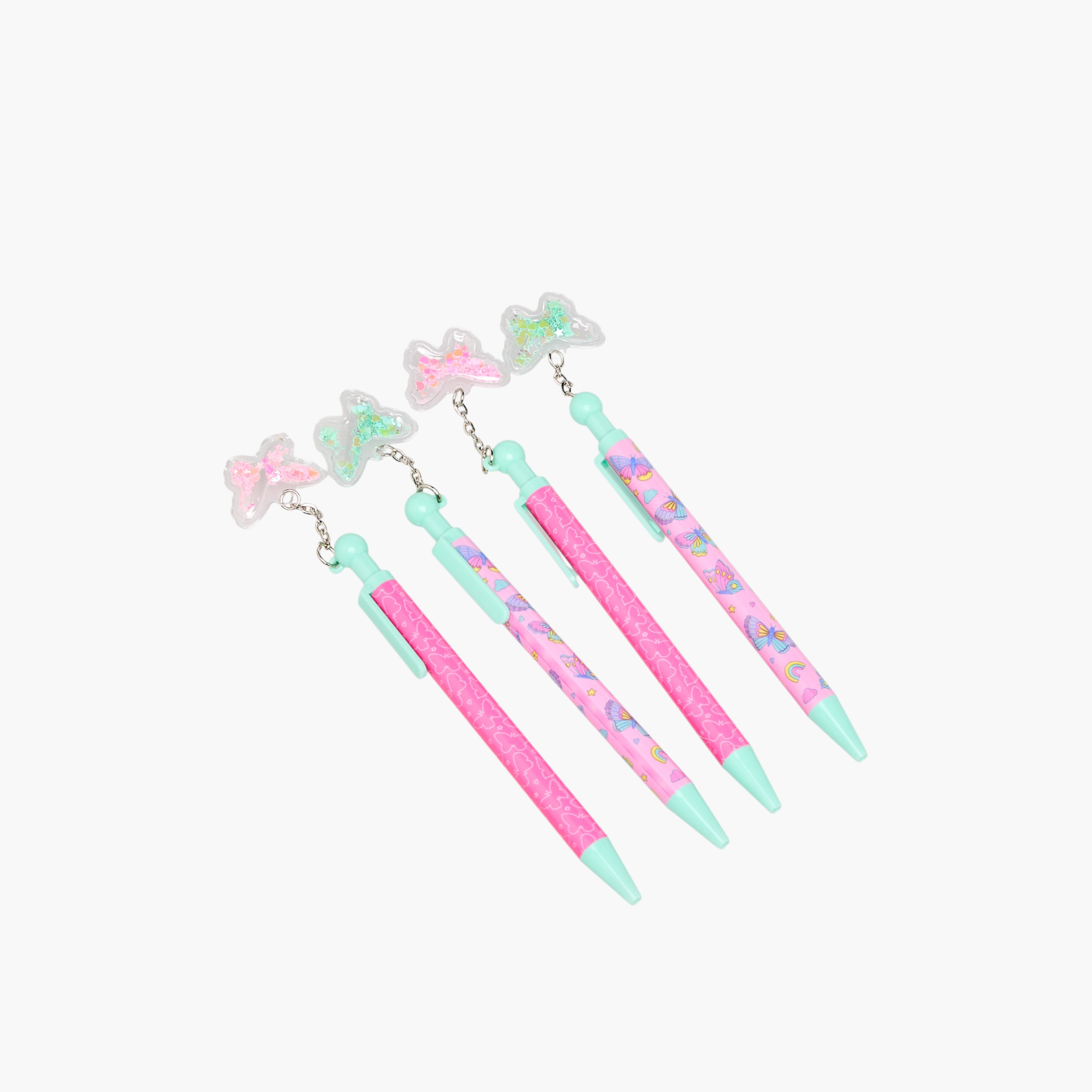 Ball Pen with Butterfly Charm - Set of 4-school-stationery-pensandpencils-image-1