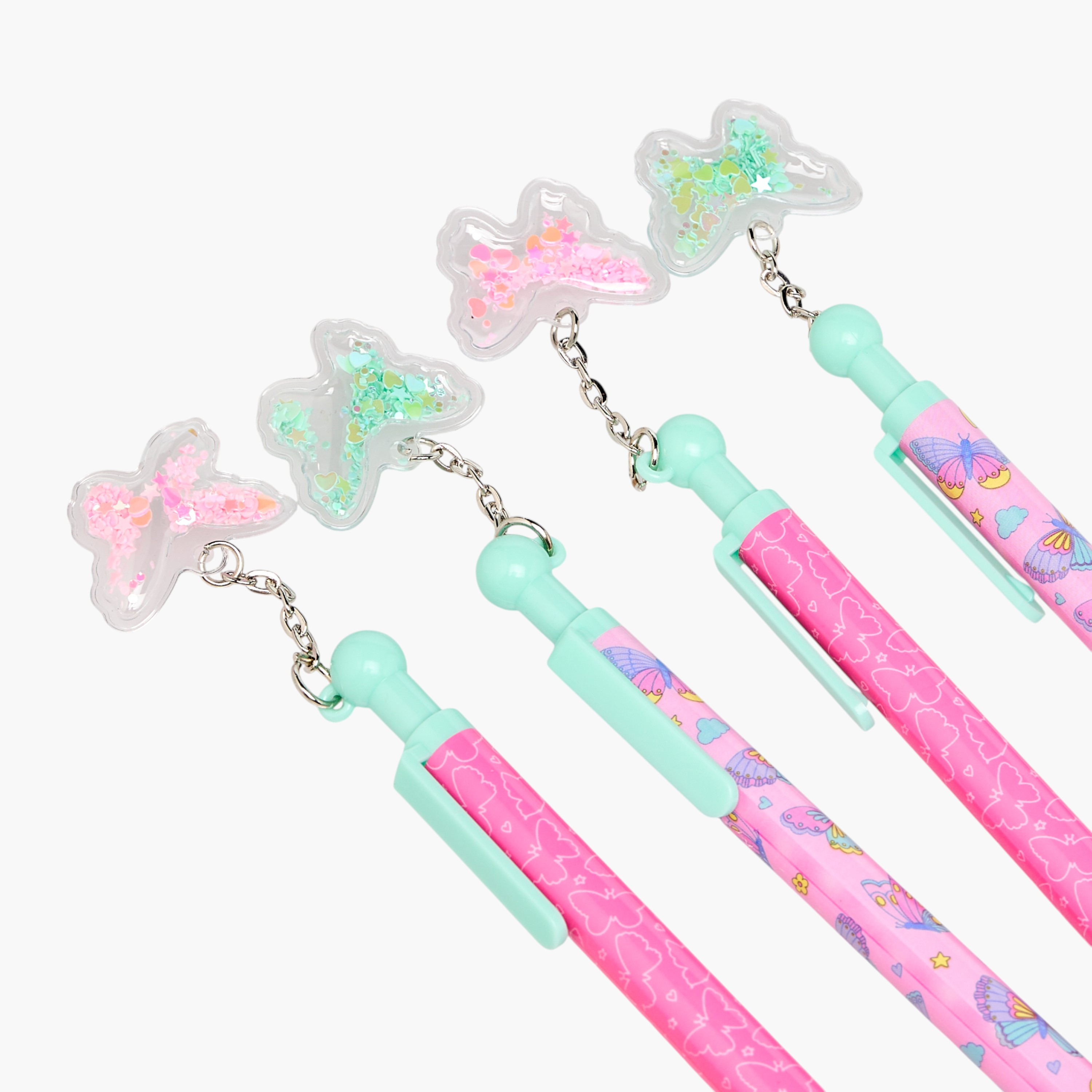 Ball Pen with Butterfly Charm - Set of 4-school-stationery-pensandpencils-image-2