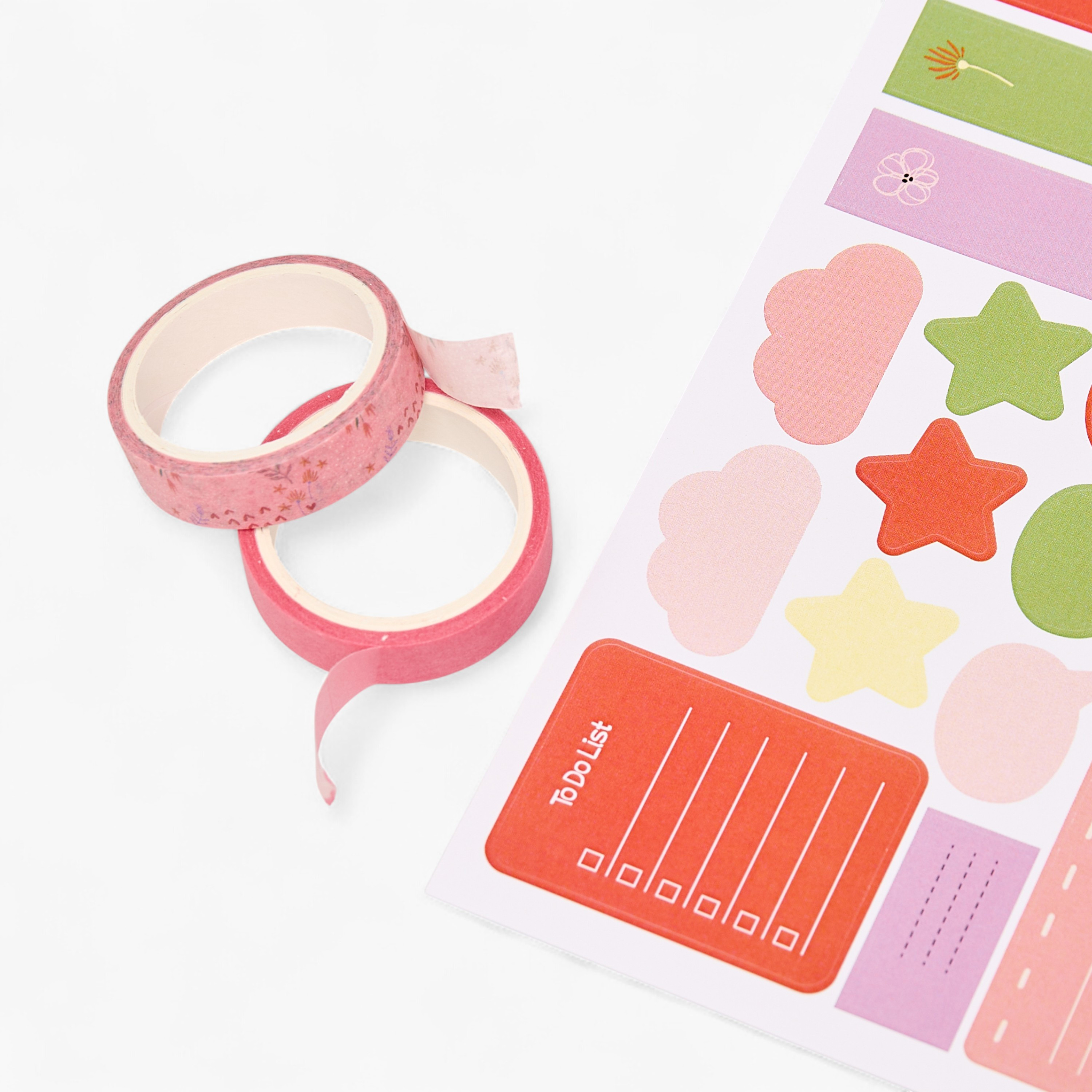 Floral Print Stationery Set with Notebook, Sticker, Stencil, Tapes - Set of 5-school-stationery-sets-image-8