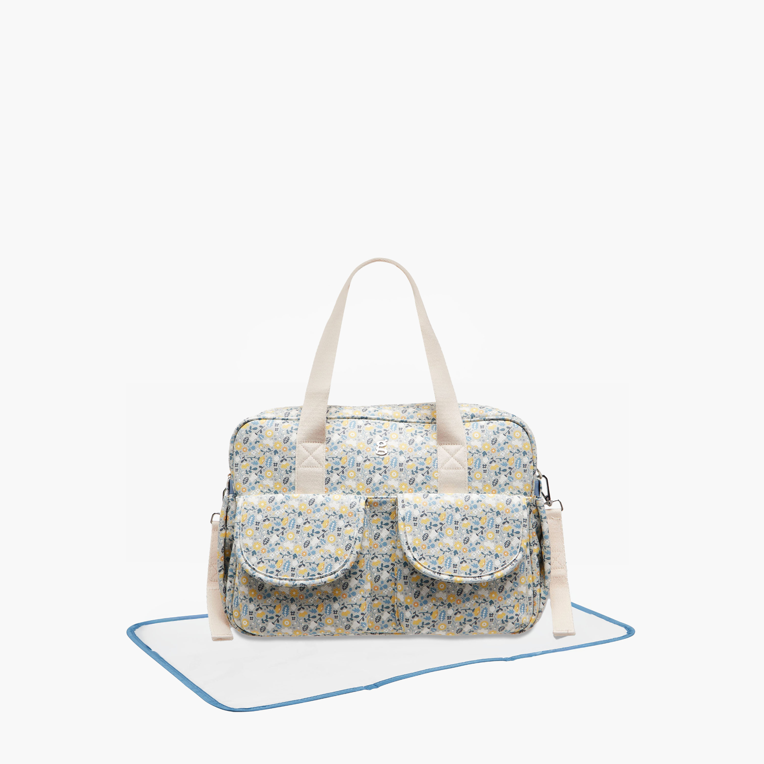 Giggles Floral Print Diaper Bag with Changing Mat-baby-diapering-diaperbags-image-1