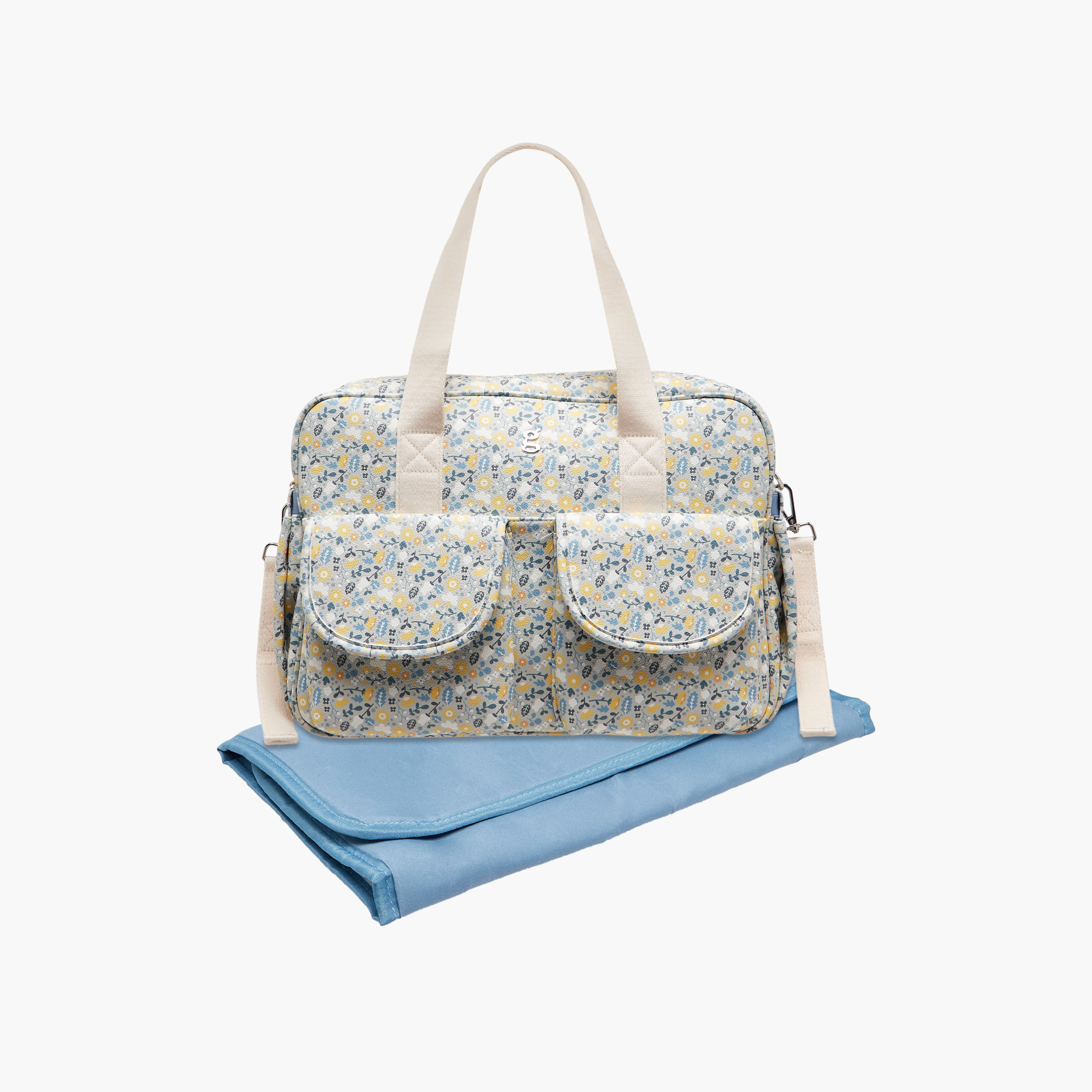 Giggles Floral Print Diaper Bag with Changing Mat-baby-diapering-diaperbags-image-3
