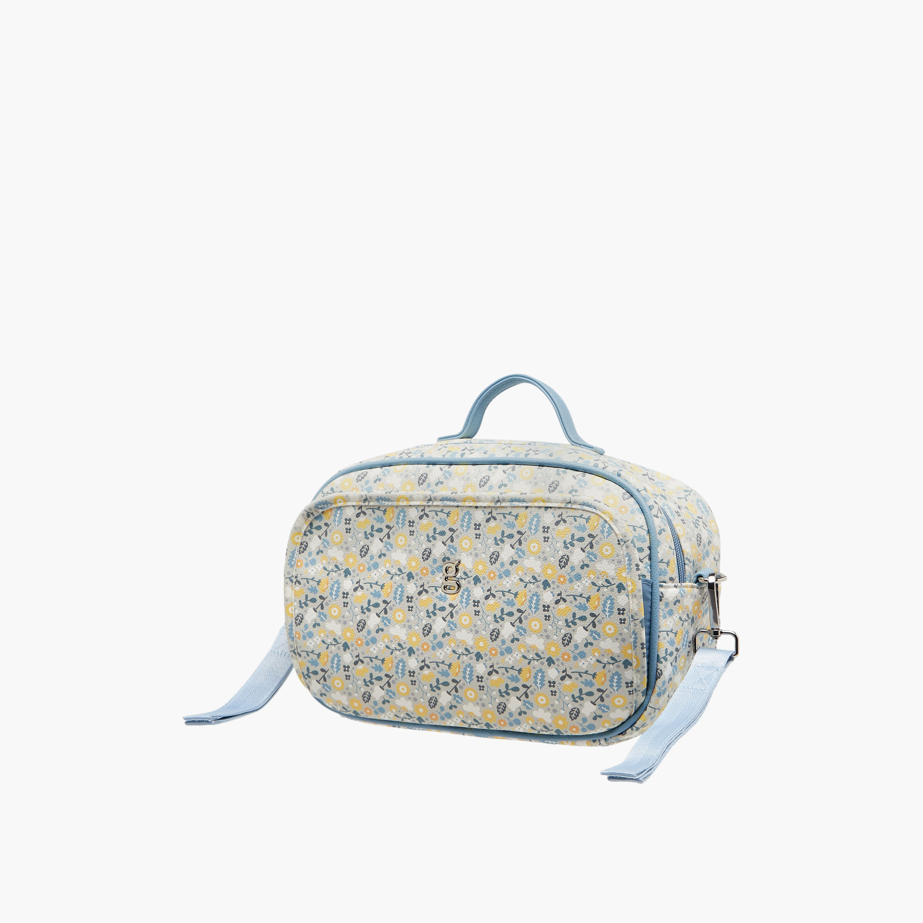 Giggles Floral Print Diaper Bag with Zip Closure-baby-diapering-diaperbags-image-1