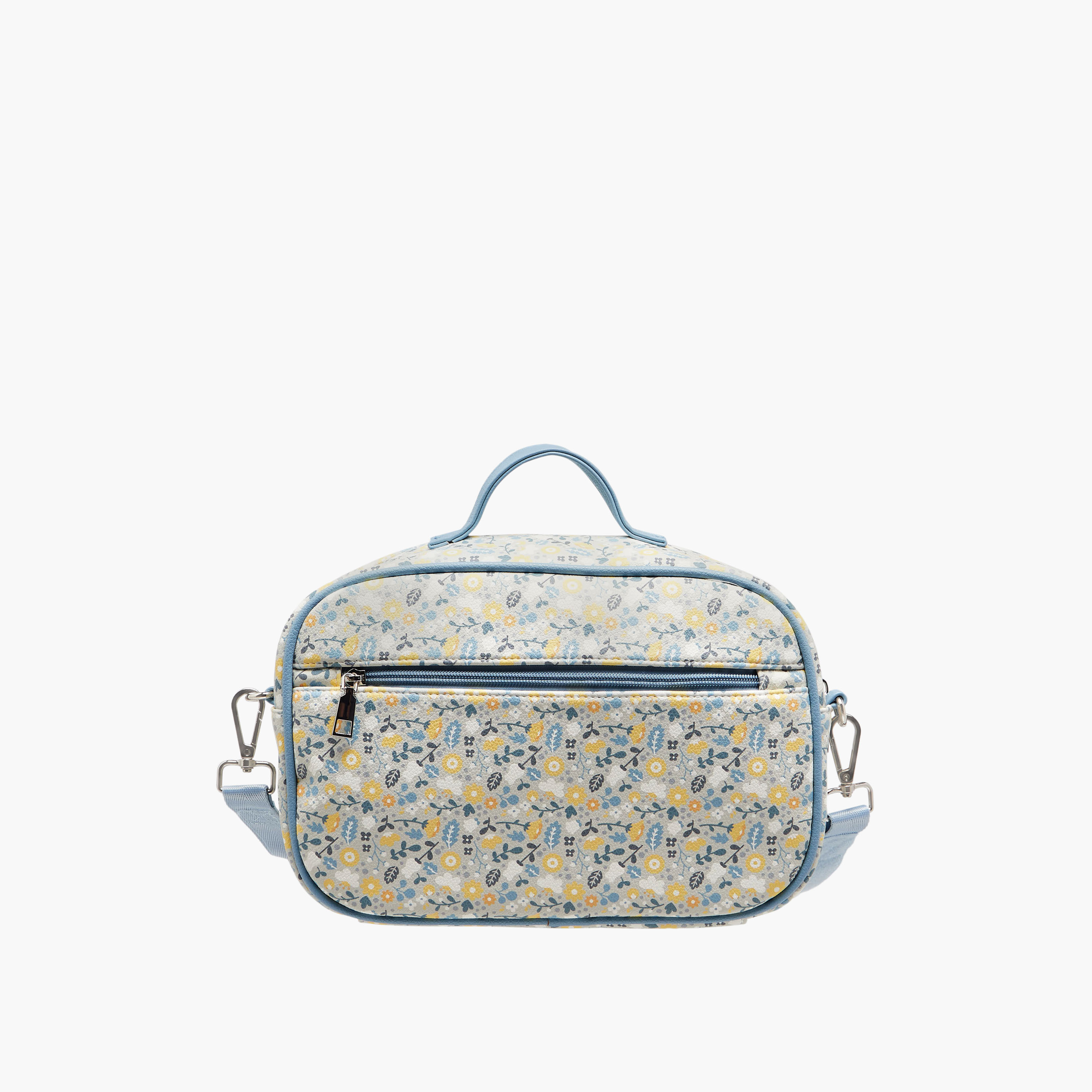 Giggles Floral Print Diaper Bag with Zip Closure-baby-diapering-diaperbags-image-3