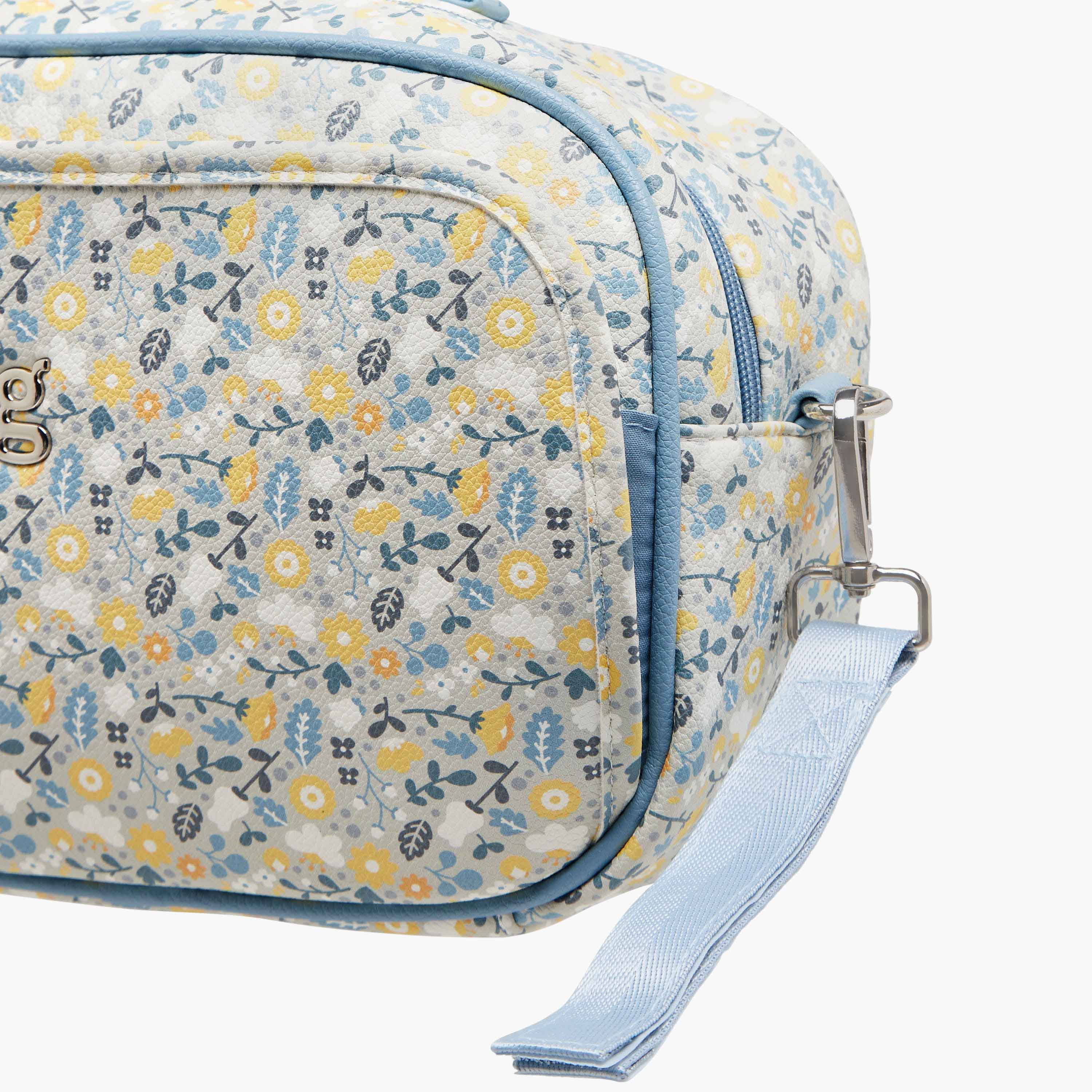 Giggles Floral Print Diaper Bag with Zip Closure-baby-diapering-diaperbags-image-4