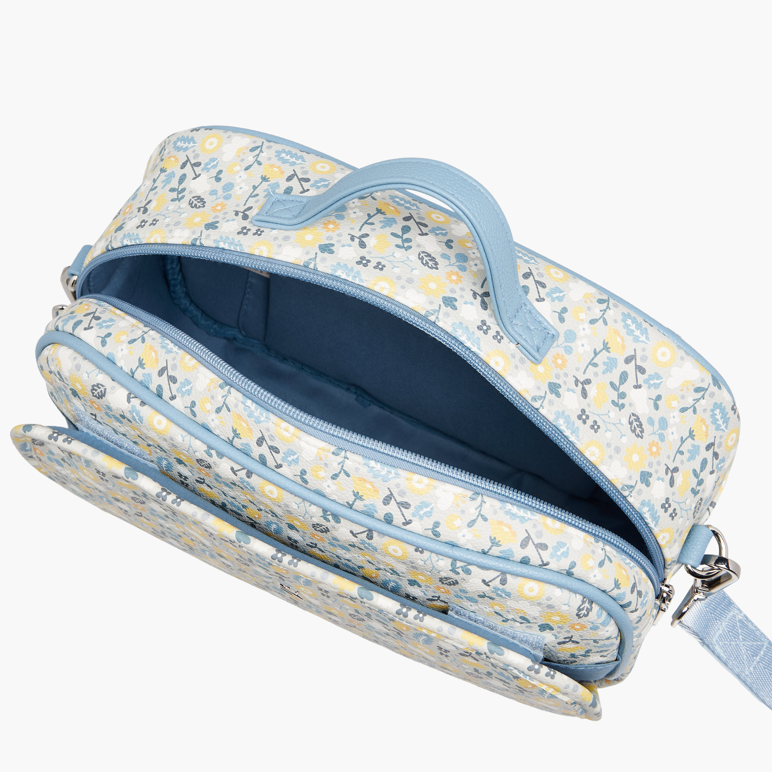 Giggles Floral Print Diaper Bag with Zip Closure-baby-diapering-diaperbags-image-6