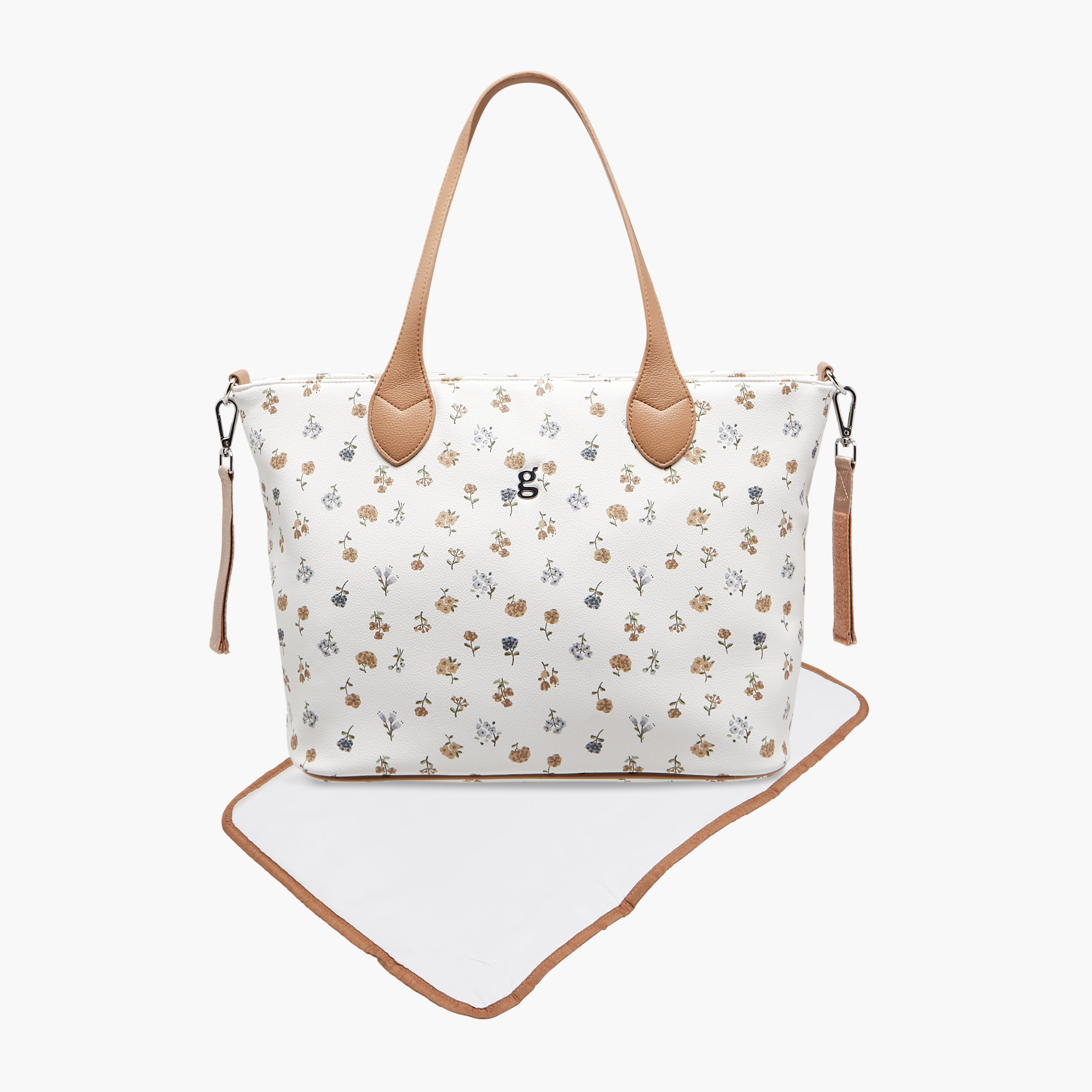 Giggles Floral Print Diaper Bag with Changing Mat-baby-diapering-diaperbags-image-1