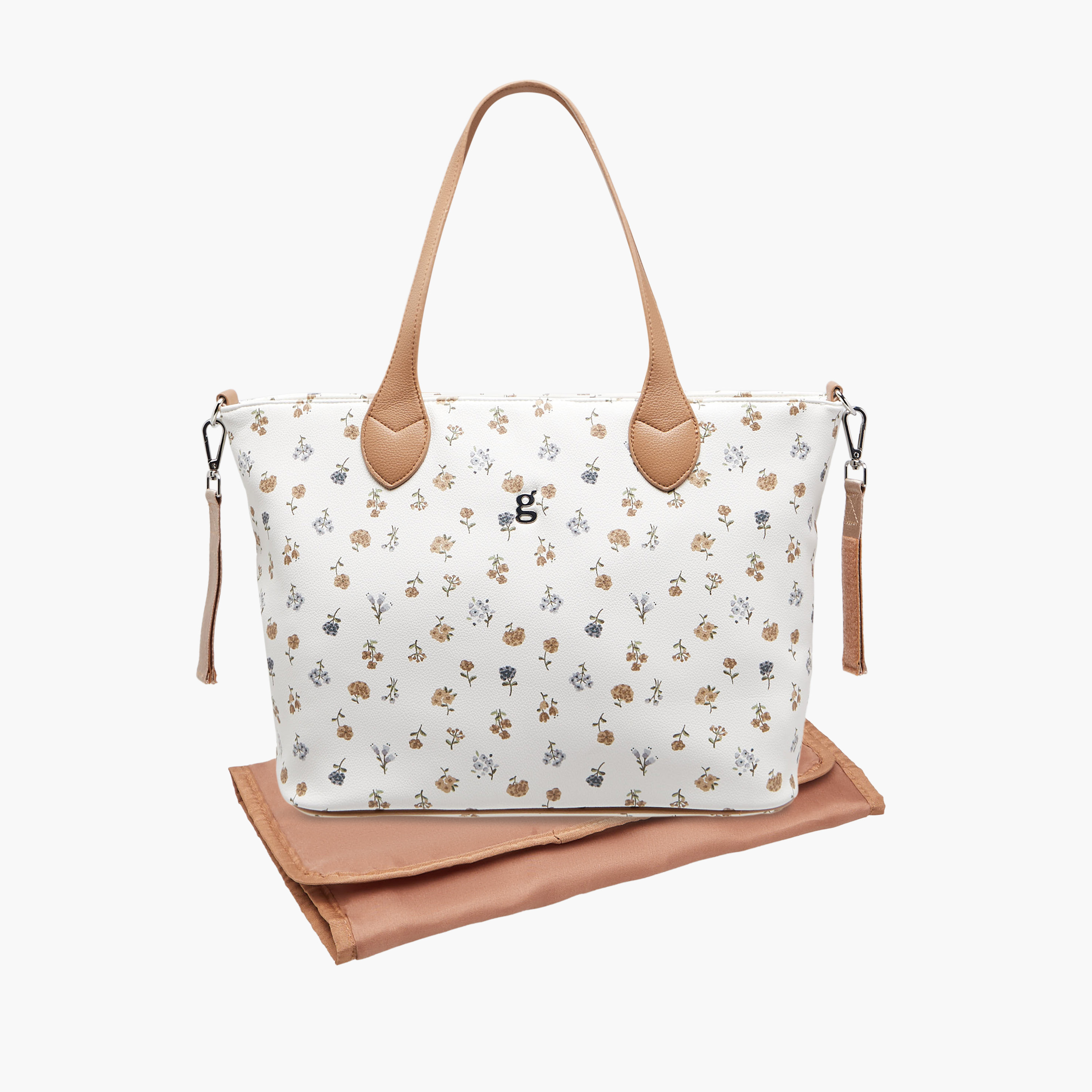 Giggles Floral Print Diaper Bag with Changing Mat-baby-diapering-diaperbags-image-3