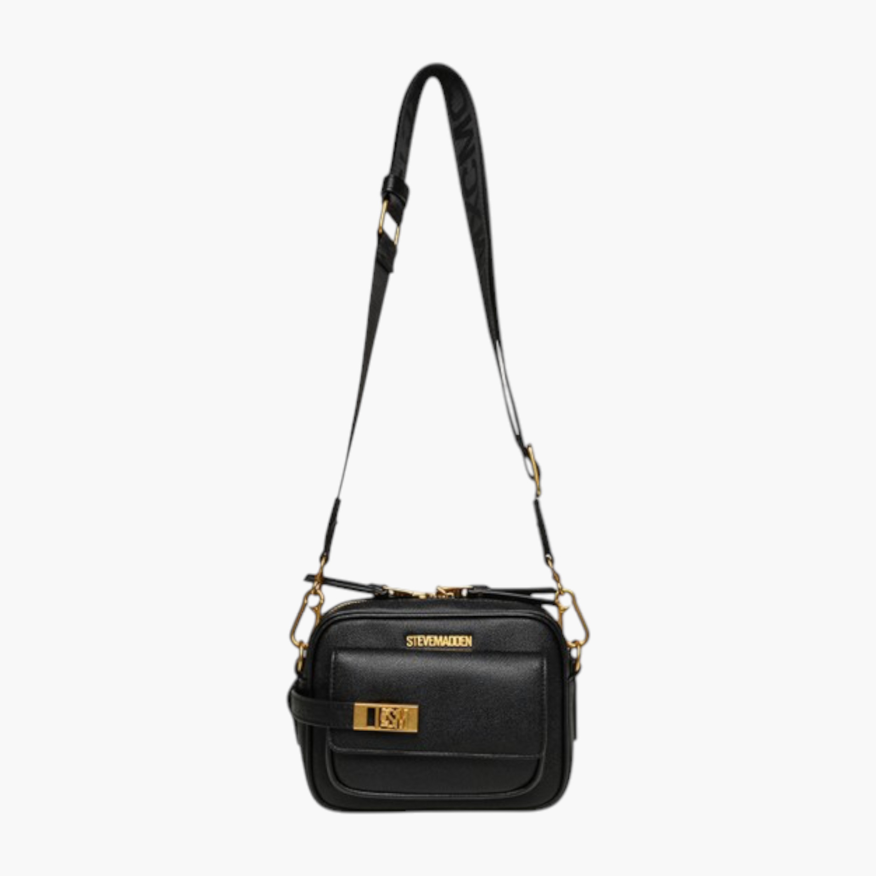 STEVE MADDEN Logo Accent PU Leather Crossbody Bag with Adjustable Strap-women-bagsandwallets-handbags-image-1