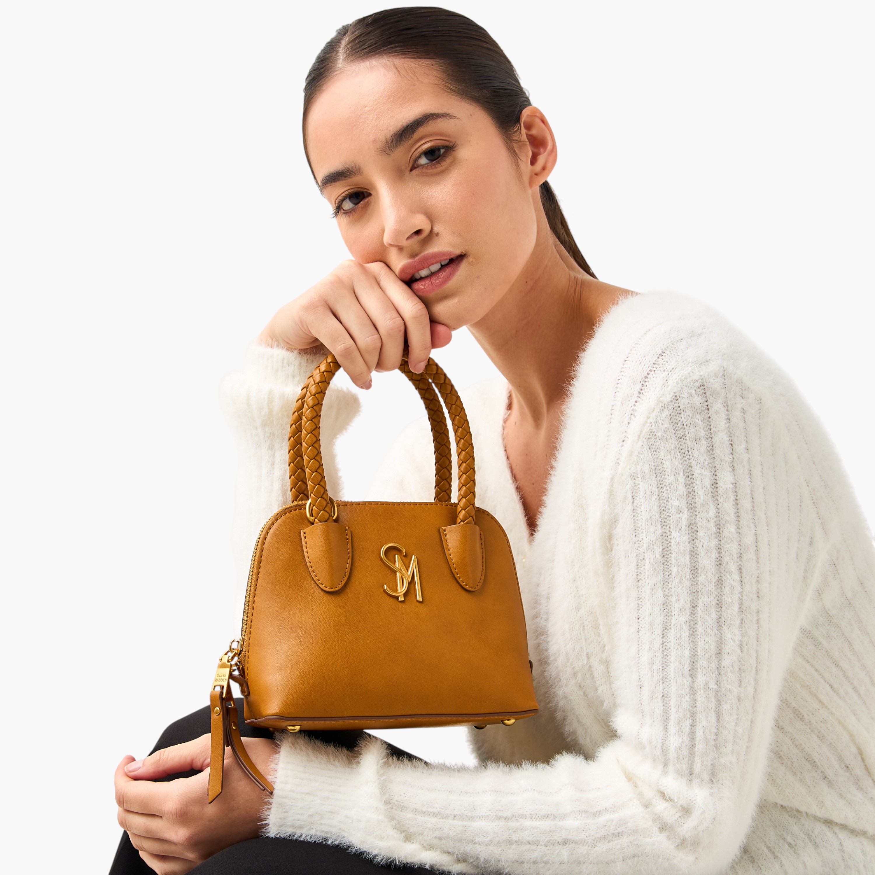 STEVE MADDEN Braided Handle Crossbody Bag with Zip Closure-women-bagsandwallets-handbags-image-2