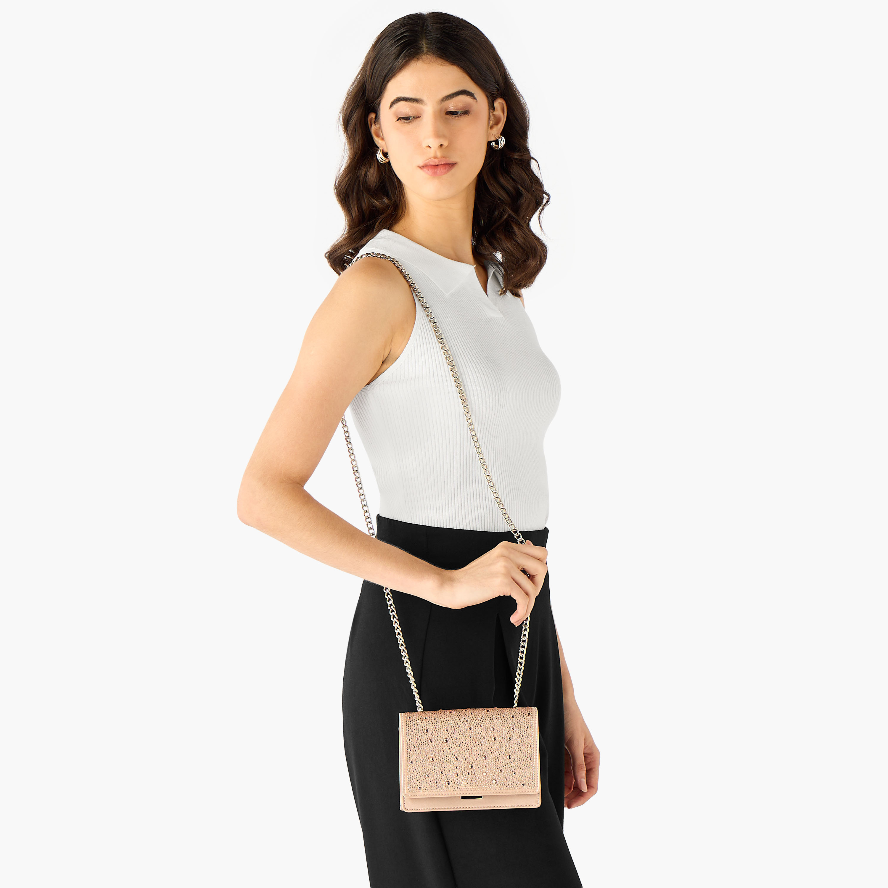 STEVE MADDEN Embellished Crossbody Bag with Chain Strap-women-bagsandwallets-handbags-image-2