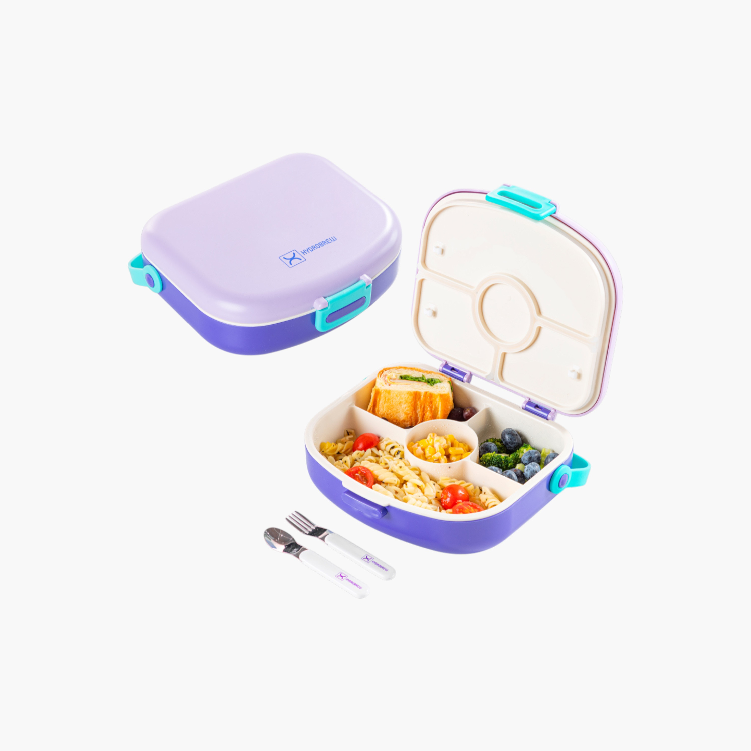 Hydrobrew Solid 4-Compartment Bento Lunch Box with Spoon and Fork-school-lunchessentials-lunchboxes-image-1