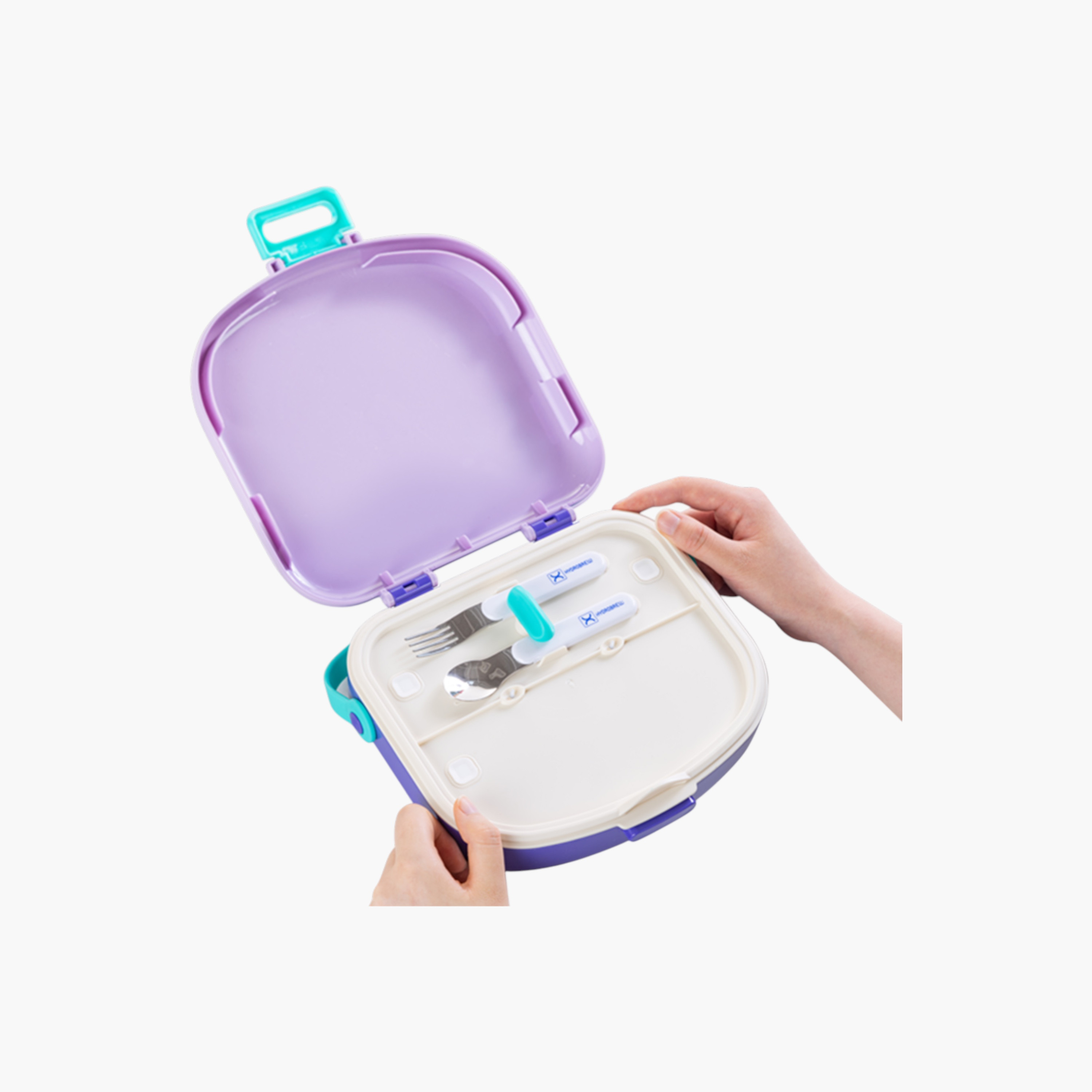Hydrobrew Solid 4-Compartment Bento Lunch Box with Spoon and Fork-school-lunchessentials-lunchboxes-image-4