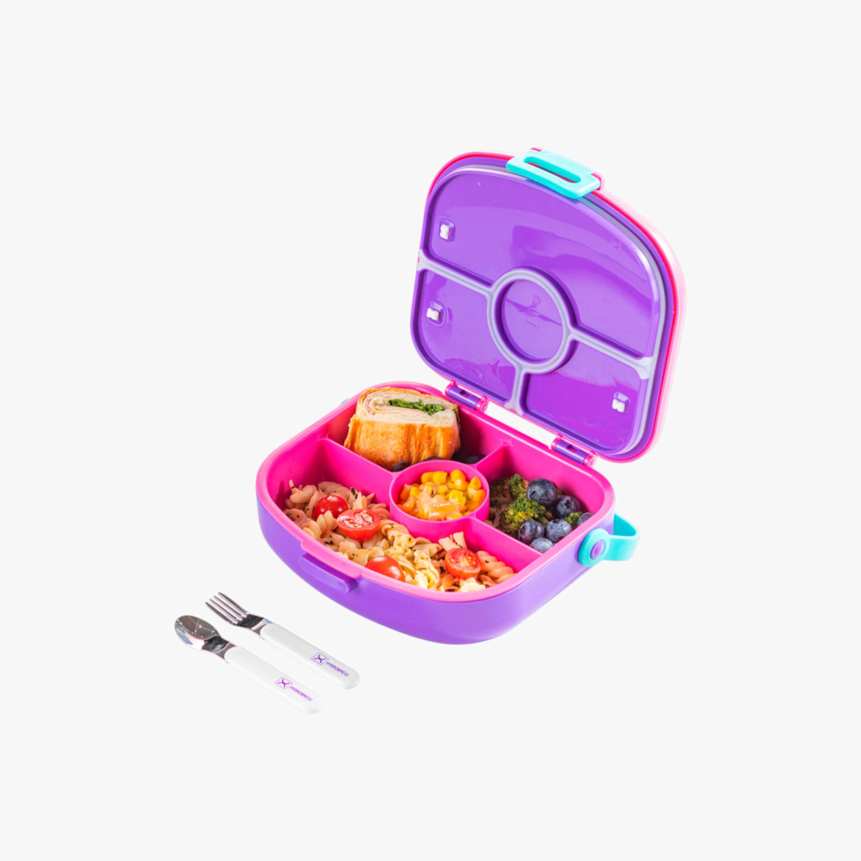 Hydrobrew Solid 4-Compartment Bento Lunch Box with Spoon and Fork-school-lunchessentials-lunchboxes-image-3