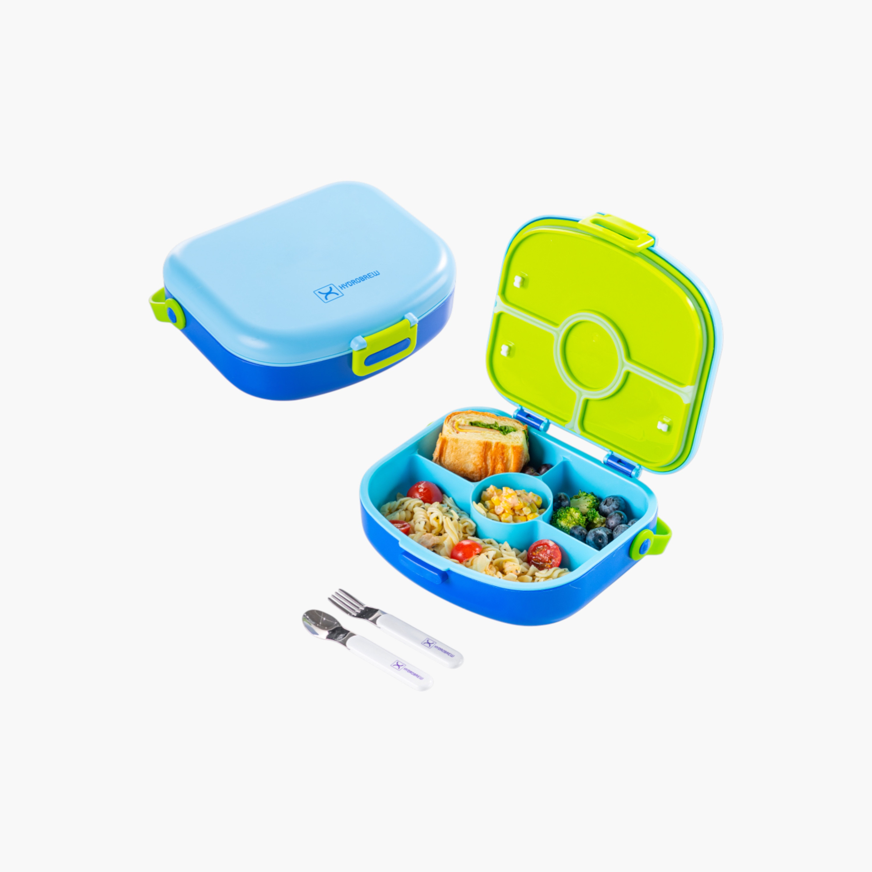 Hydrobrew Solid 4-Compartment Bento Lunch Box with Spoon and Fork-school-lunchessentials-lunchboxes-image-1