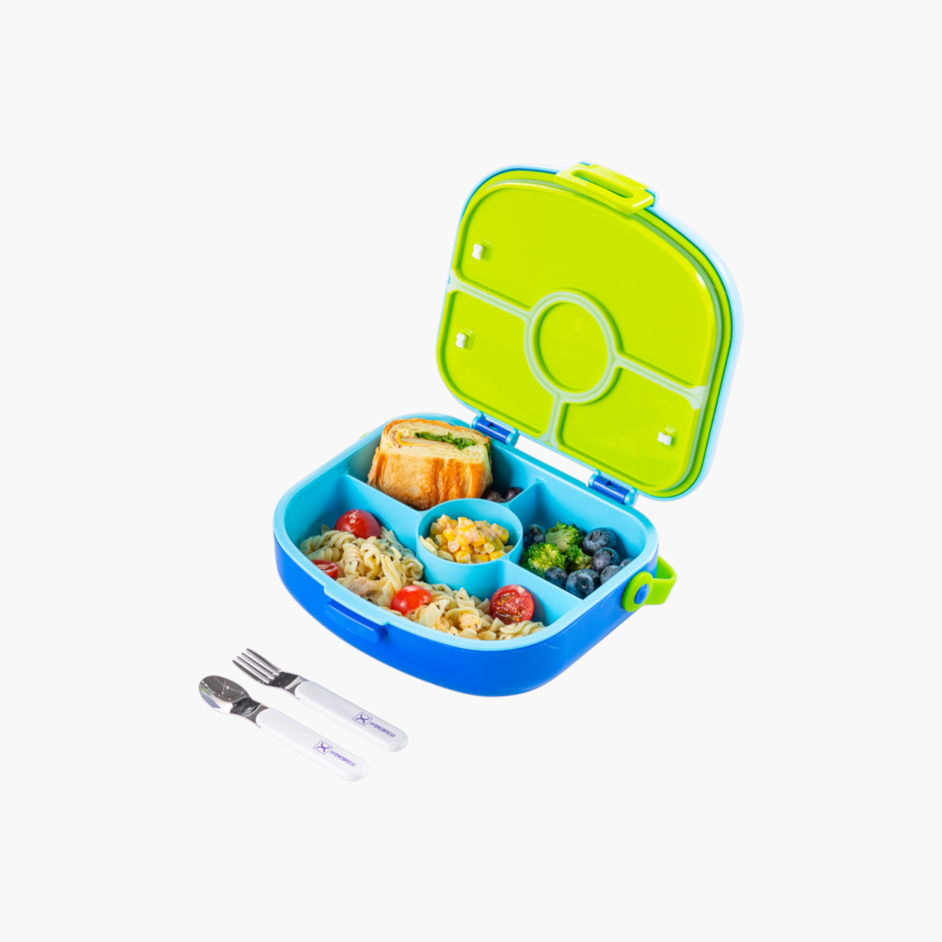 Hydrobrew Solid 4-Compartment Bento Lunch Box with Spoon and Fork-school-lunchessentials-lunchboxes-image-3