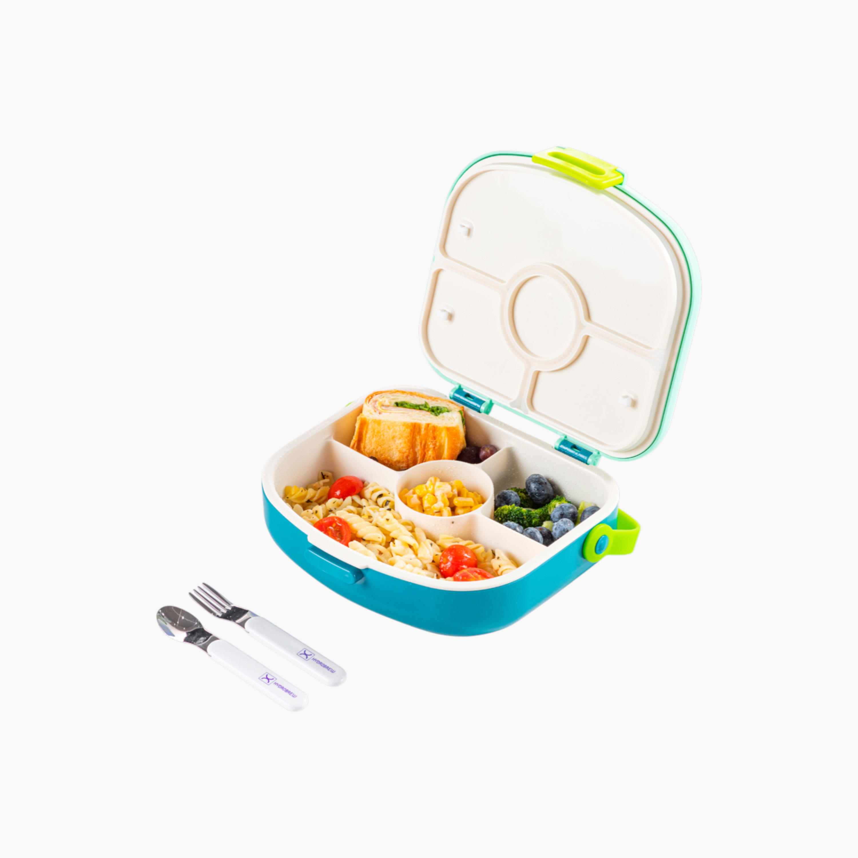 Hydrobrew Solid 4-Compartment Bento Lunch Box with Spoon and Fork-school-lunchessentials-lunchboxes-image-3