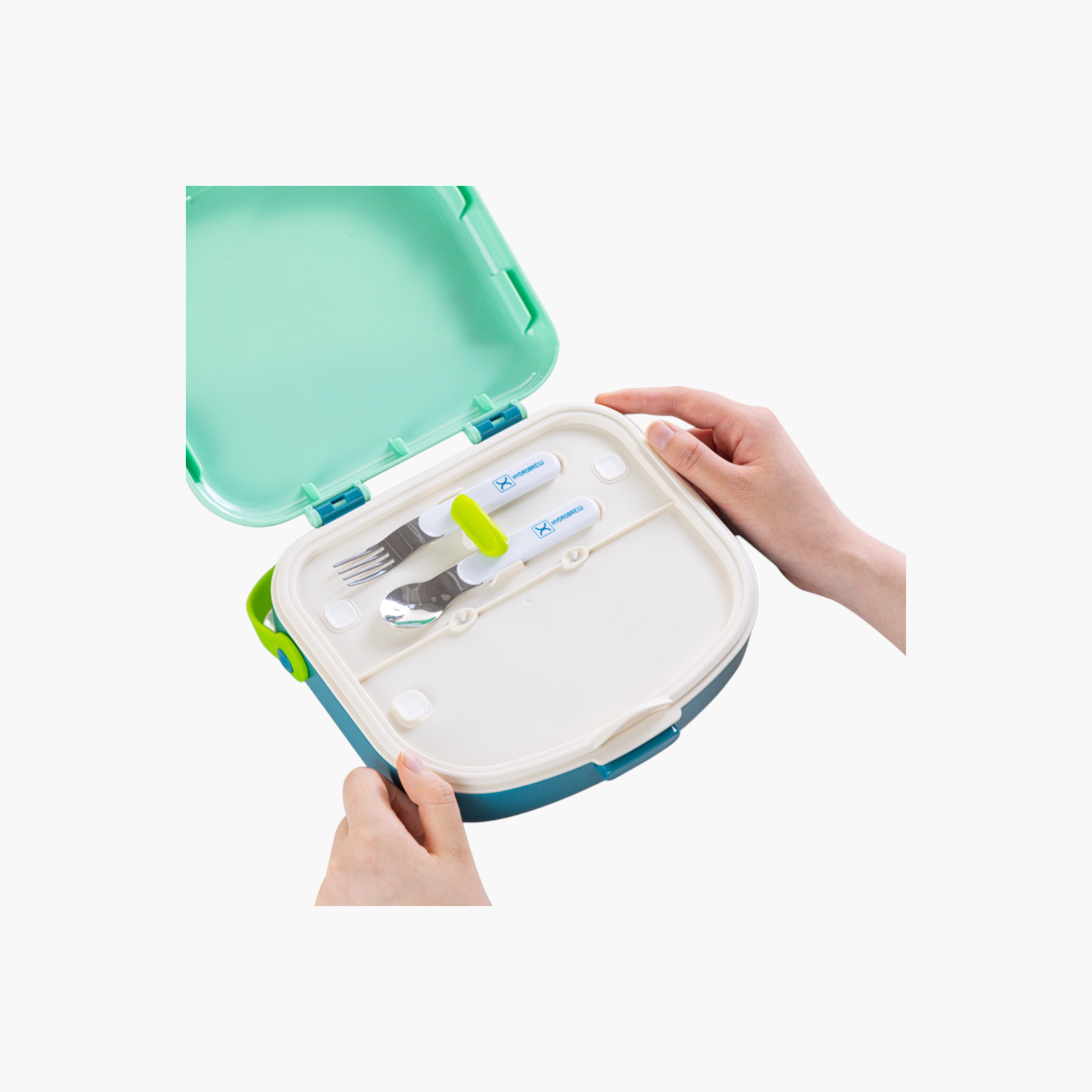 Hydrobrew Solid 4-Compartment Bento Lunch Box with Spoon and Fork-school-lunchessentials-lunchboxes-image-4