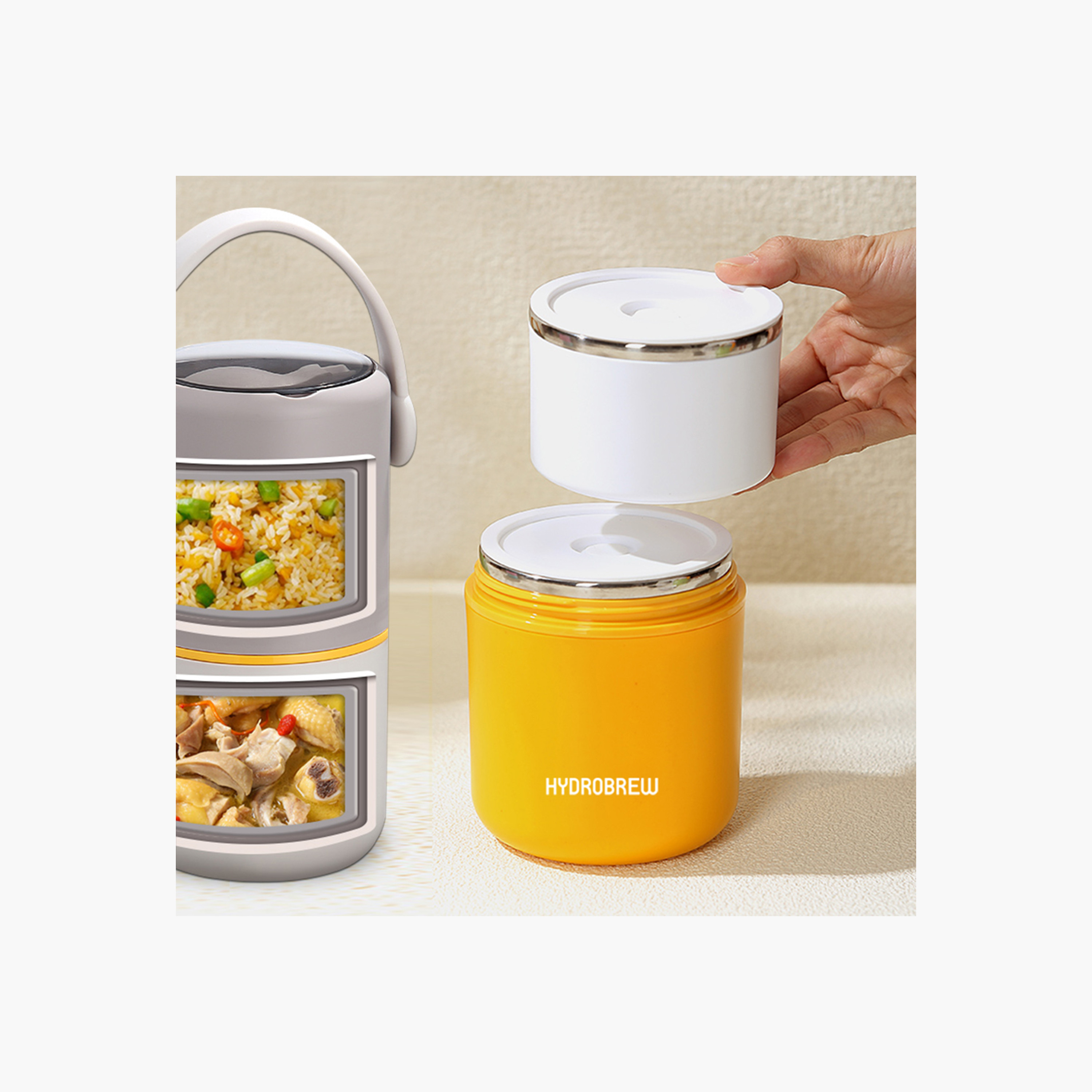 Hydrobrew 2-Tier Colourblock Stainless Steel Food Jar with Folding Spork-school-lunchessentials-lunchboxes-image-10