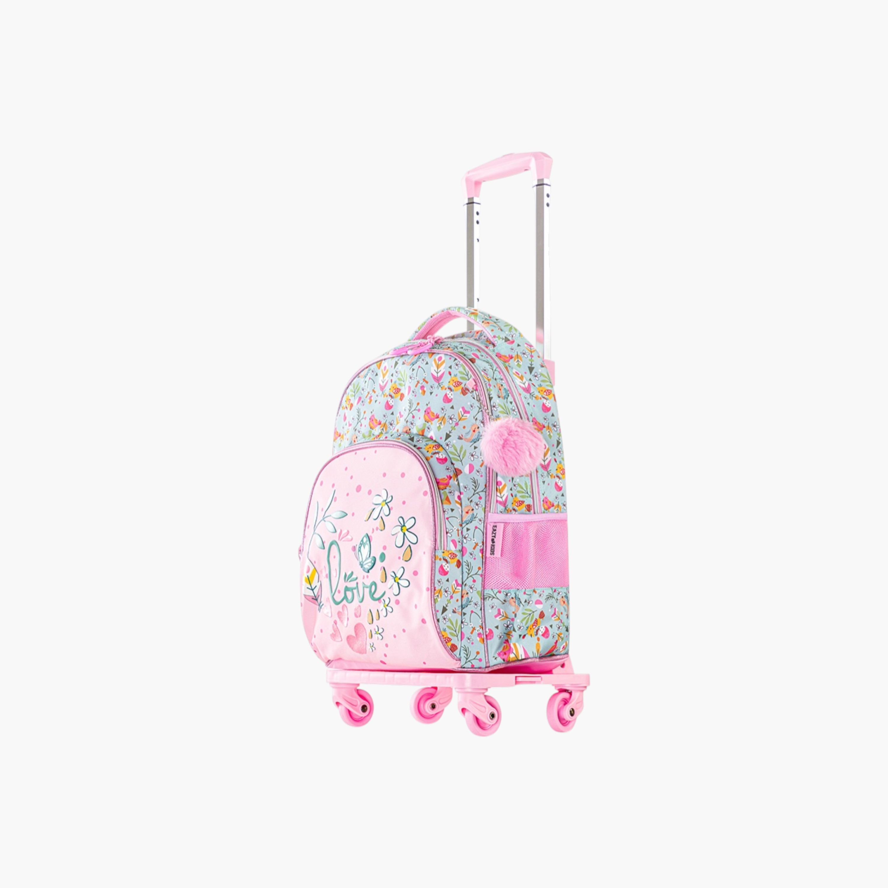 Eazy Kids Floral Print 17-inch Trolley Bag and Pencil Pouch Set - 19x43x30 cms-school-bagsandbackpacks-sets-image-2