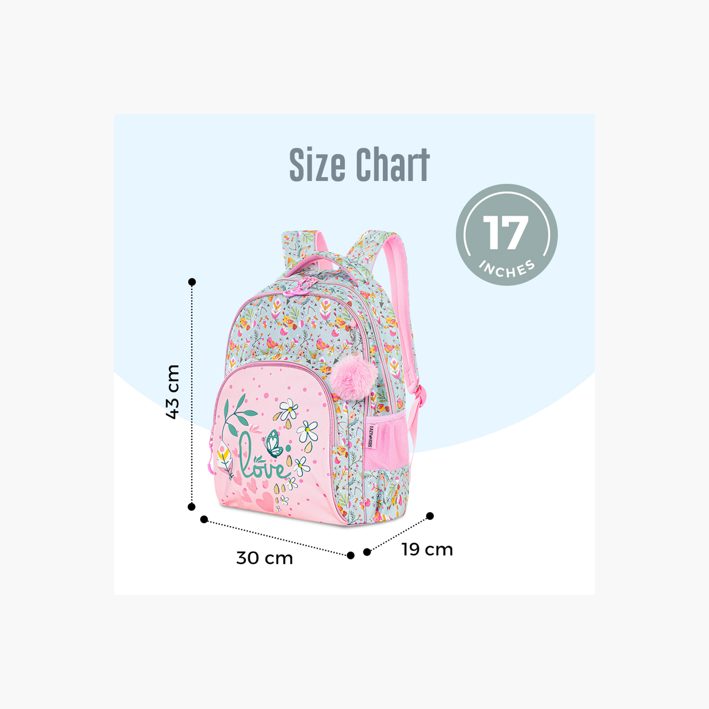 Eazy Kids Floral Print 17-inch Trolley Bag and Pencil Pouch Set - 19x43x30 cms-school-bagsandbackpacks-sets-image-3
