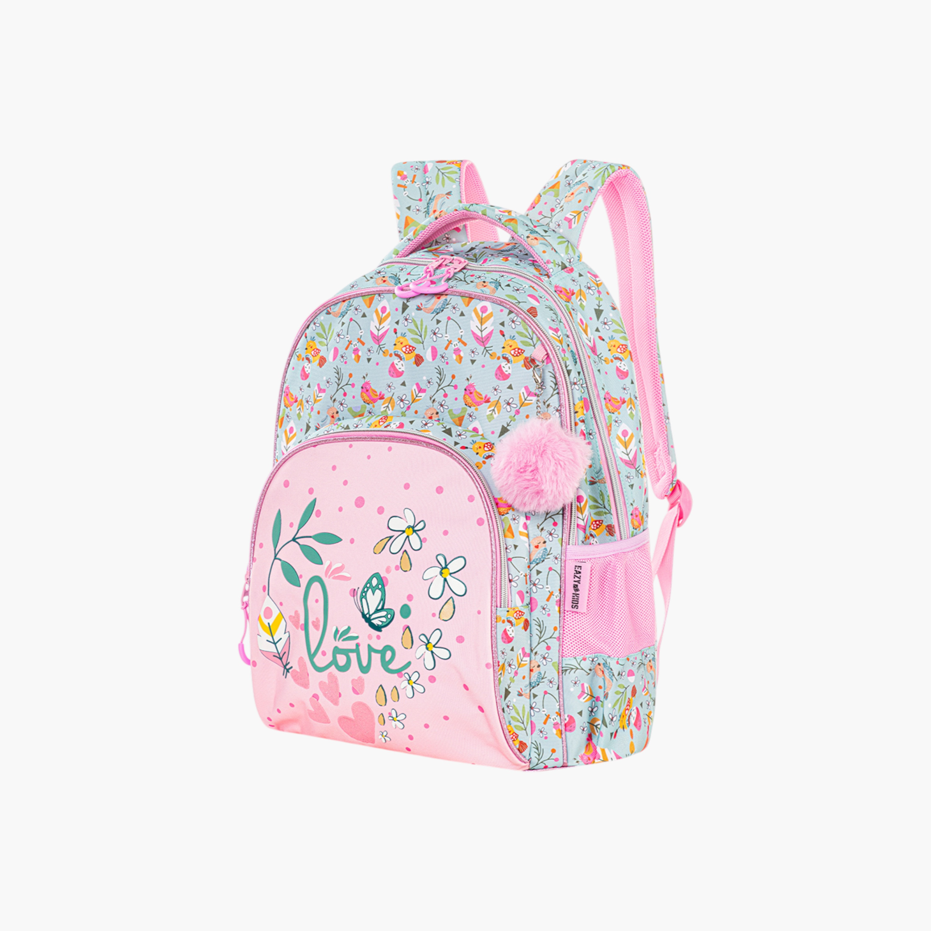 Eazy Kids Floral Print 17-inch Trolley Bag and Pencil Pouch Set - 19x43x30 cms-school-bagsandbackpacks-sets-image-4