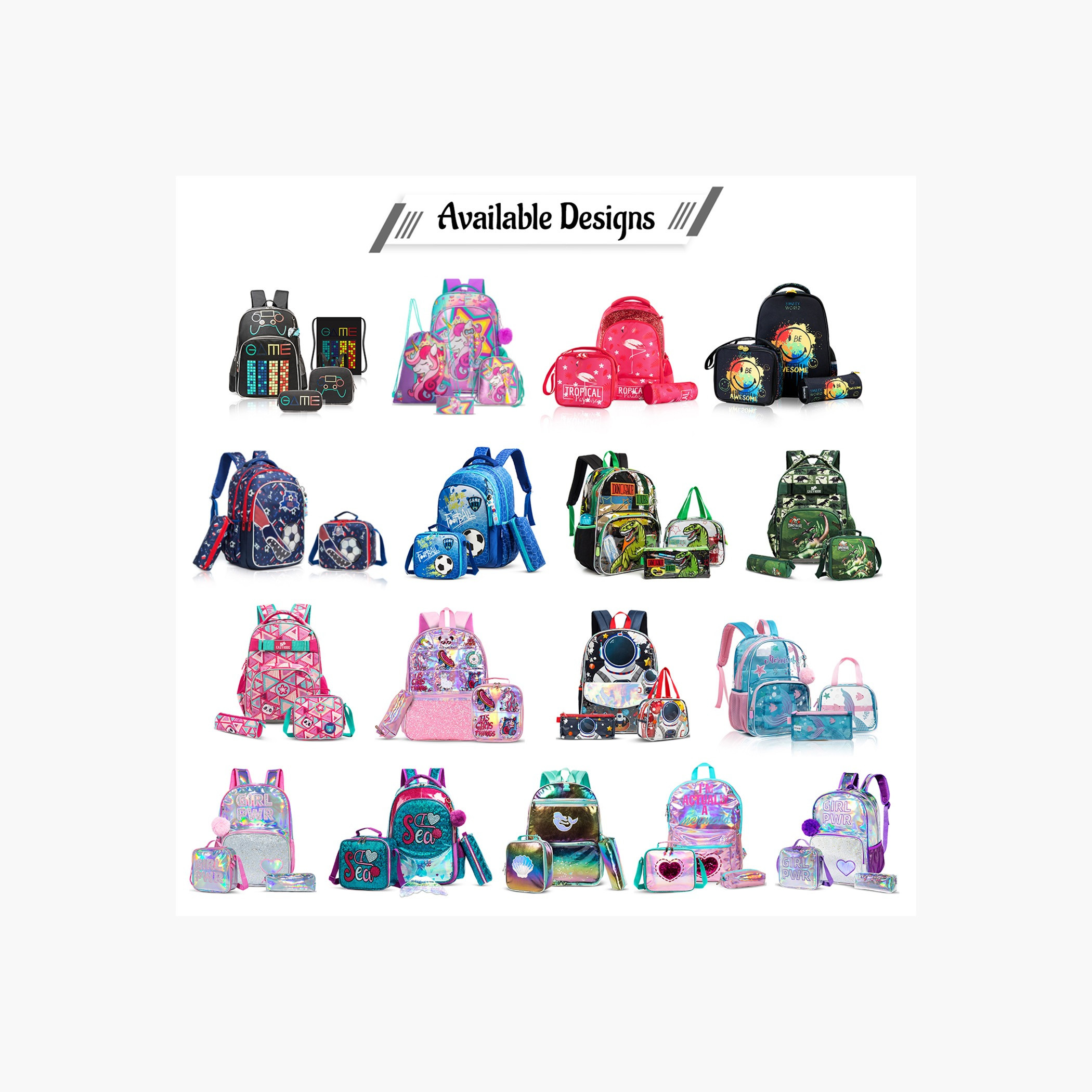 طقم شنط ظهر بطبعات ديناصور 18 بوصة 3 قطع من إيزي كيدز- 19×40×30 سم-school-bagsandbackpacks-sets-image-3