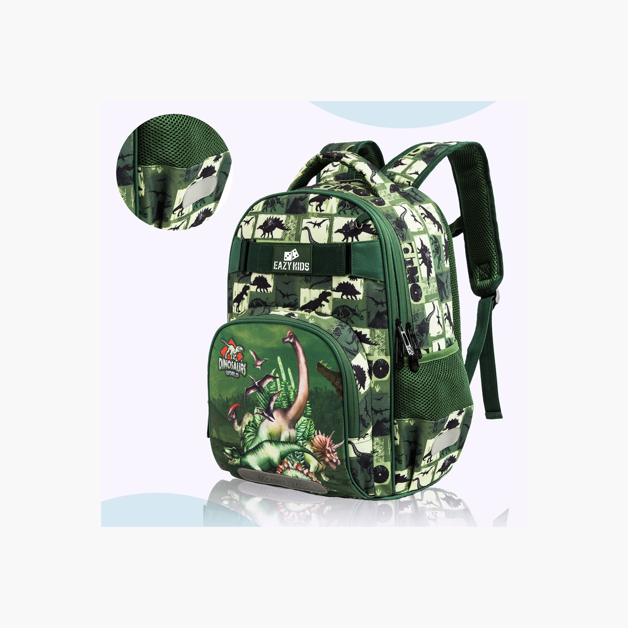 طقم شنط ظهر بطبعات ديناصور 18 بوصة 3 قطع من إيزي كيدز- 19×40×30 سم-school-bagsandbackpacks-sets-image-7