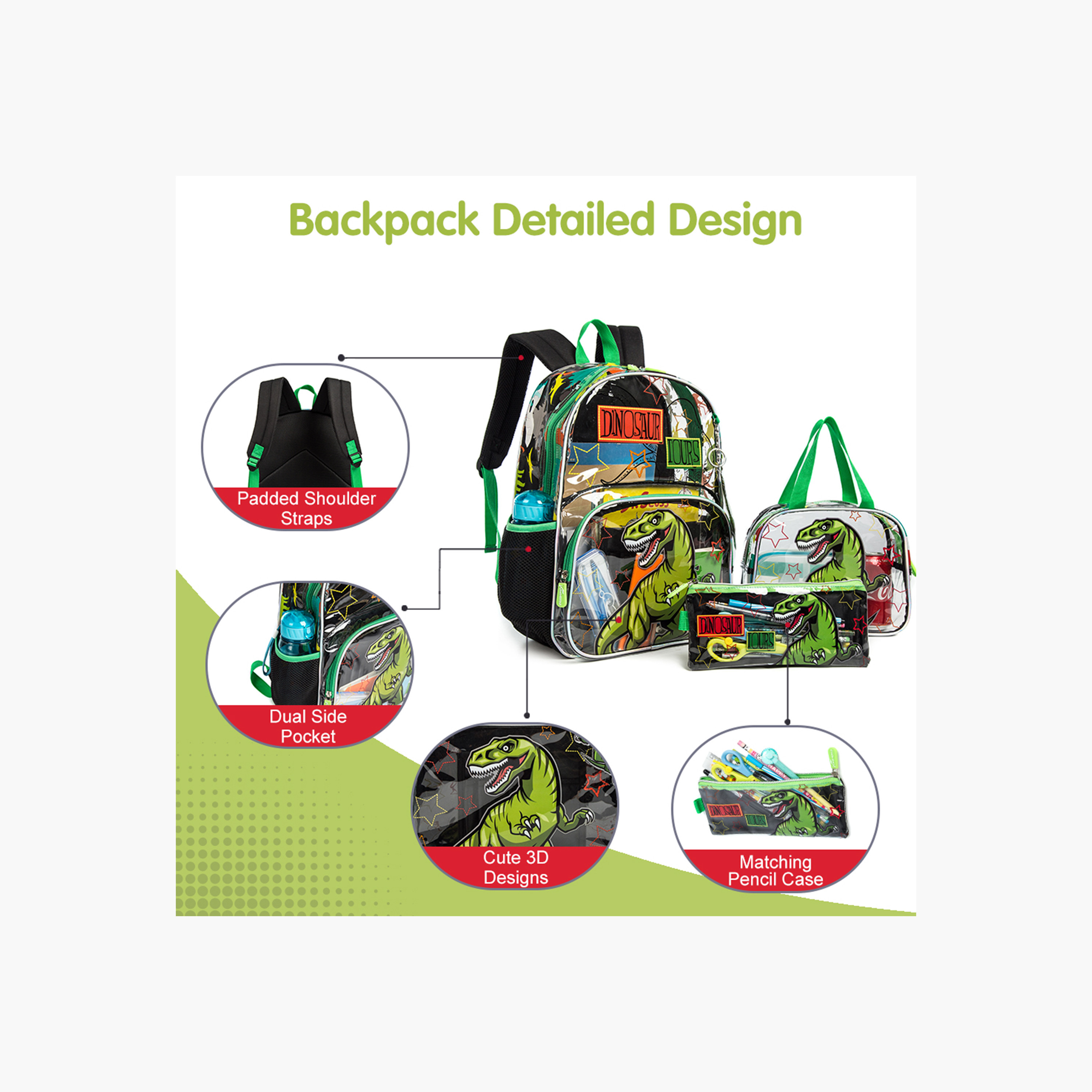 Eazy Kids 3-Piece Dinosaur Print 17-inch Backpack Set - 30x18x43 cms-school-bagsandbackpacks-sets-image-6