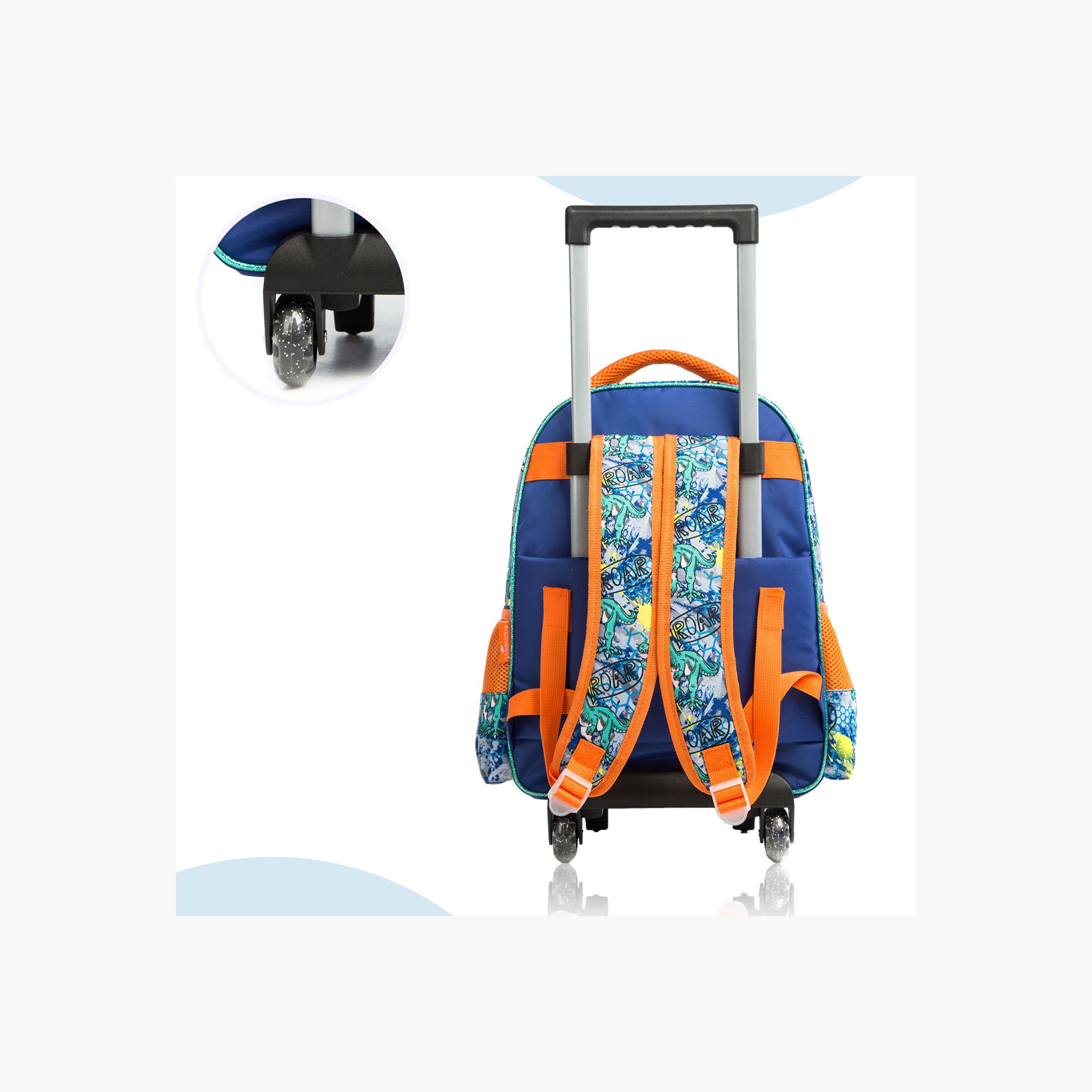 طقم شنطة ظهر ترولي 17 بوصة بطبعات ديناصور 3 قطع من إيزي كيدز - 16x42x30 سم-school-bagsandbackpacks-sets-image-7
