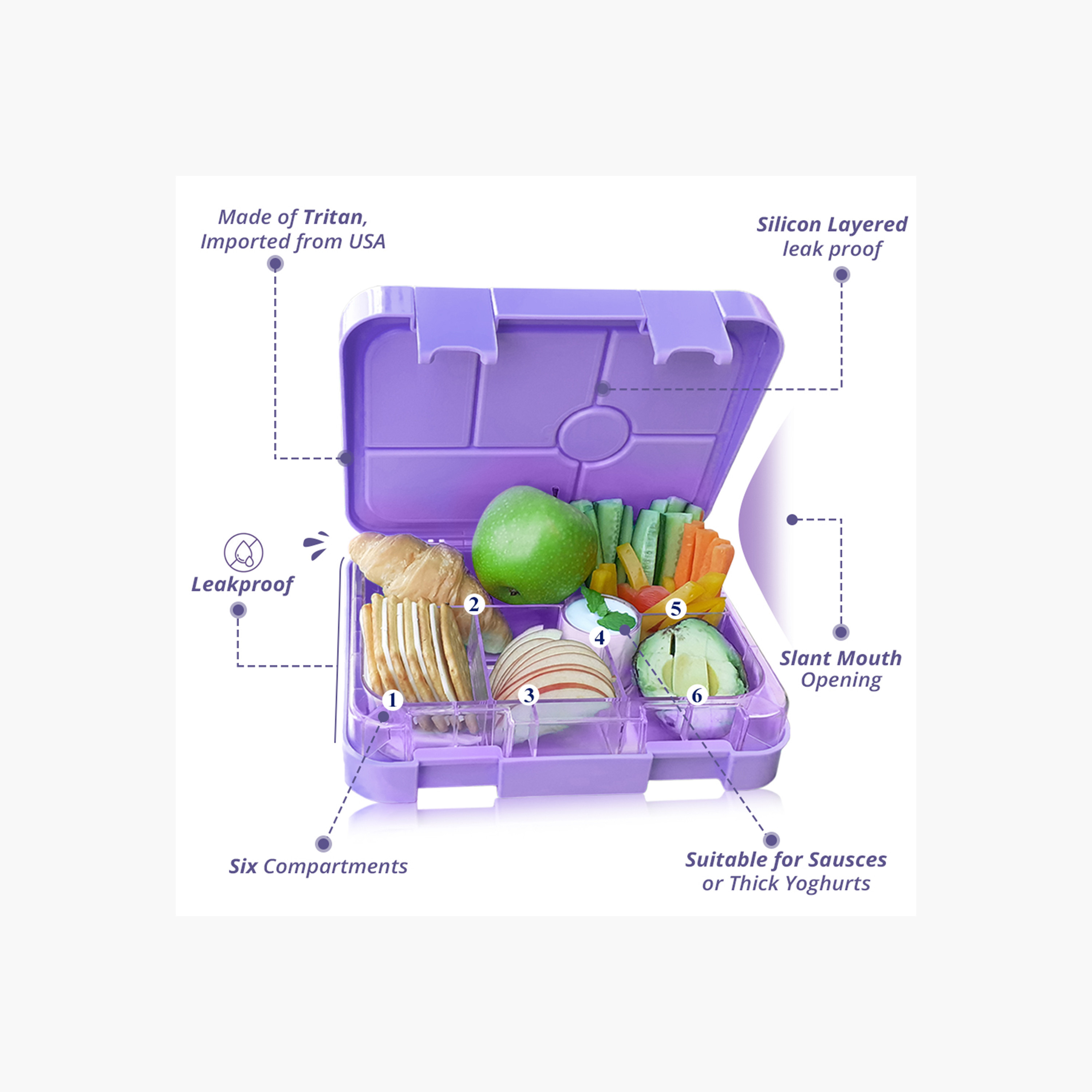 Eazy Kids Unicorn Print 6-Compartment Bento Lunch Box-school-lunchessentials-lunchboxes-image-4