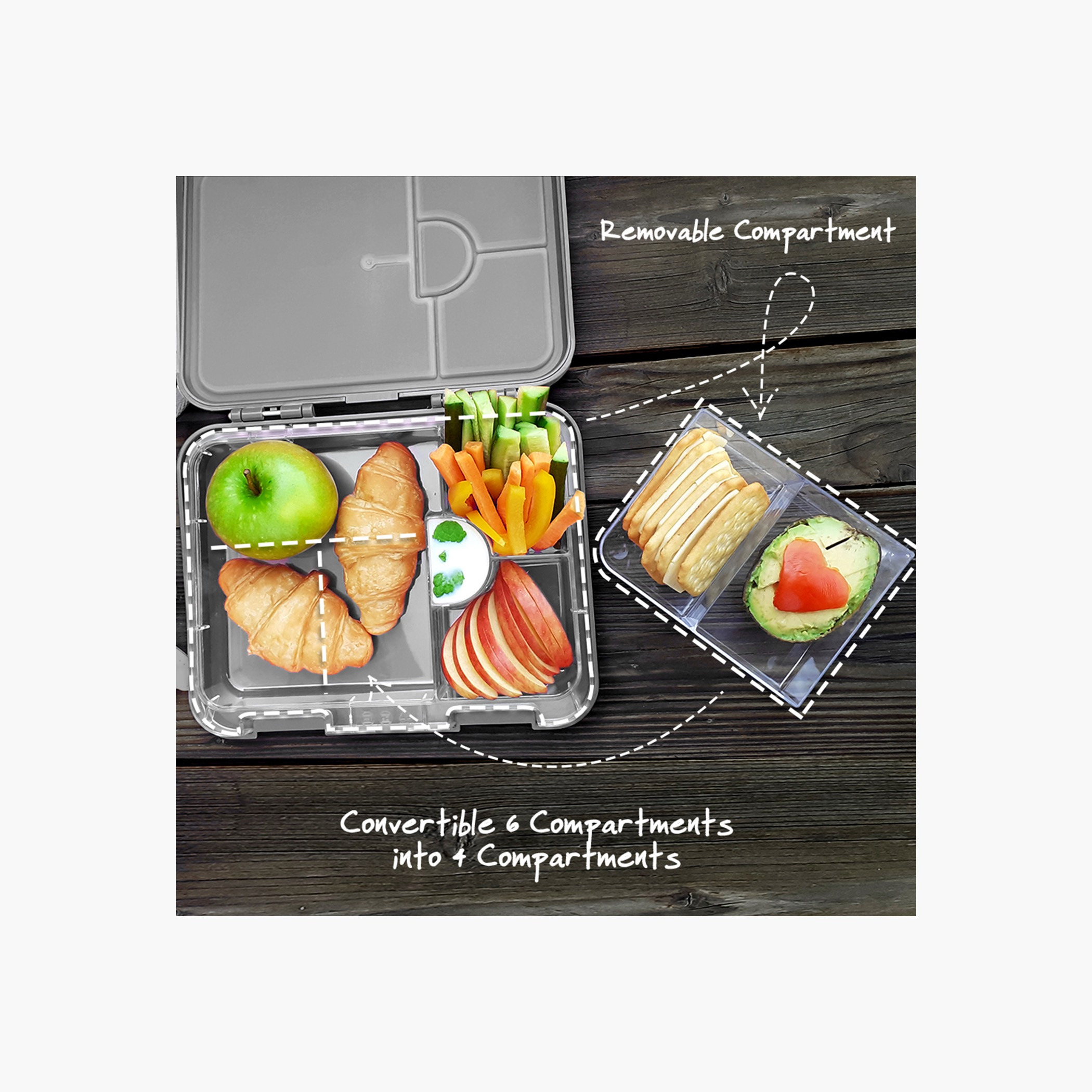 Eazy Kids Printed Convertible Compartment Bento Lunch Box and Sandwich Cutter Set-school-lunchessentials-lunchboxes-image-3