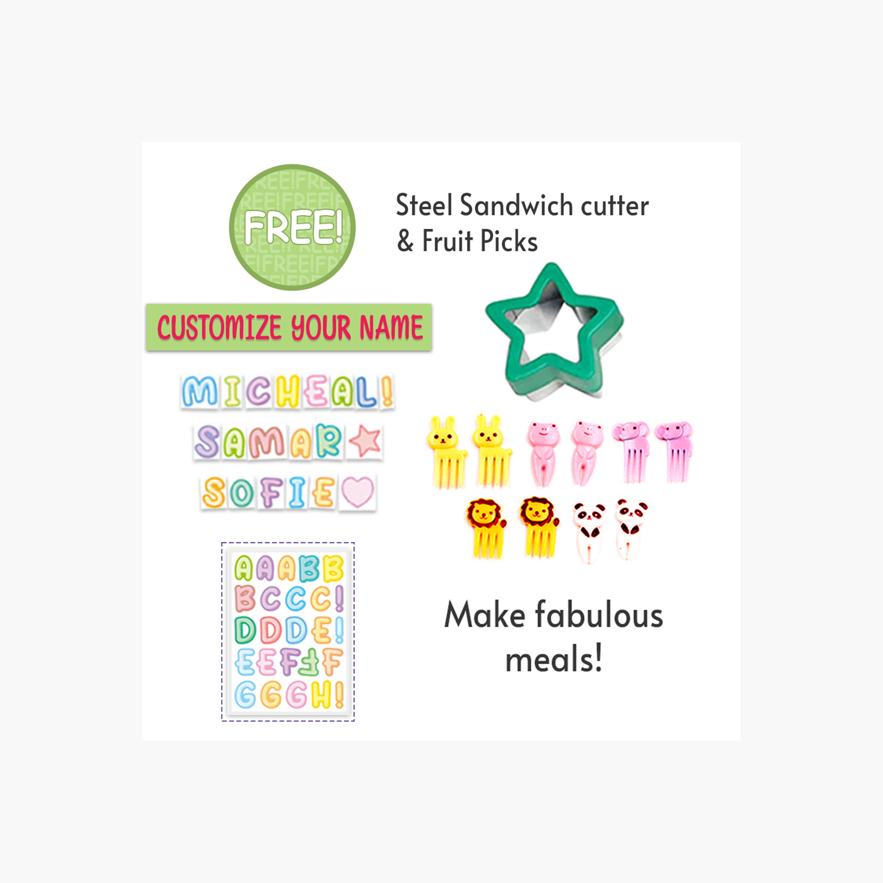 Eazy Kids Avocado Print Convertible Lunch Box with Sandwich Cutter and Fruit Pick Set-school-lunchessentials-lunchboxes-image-6