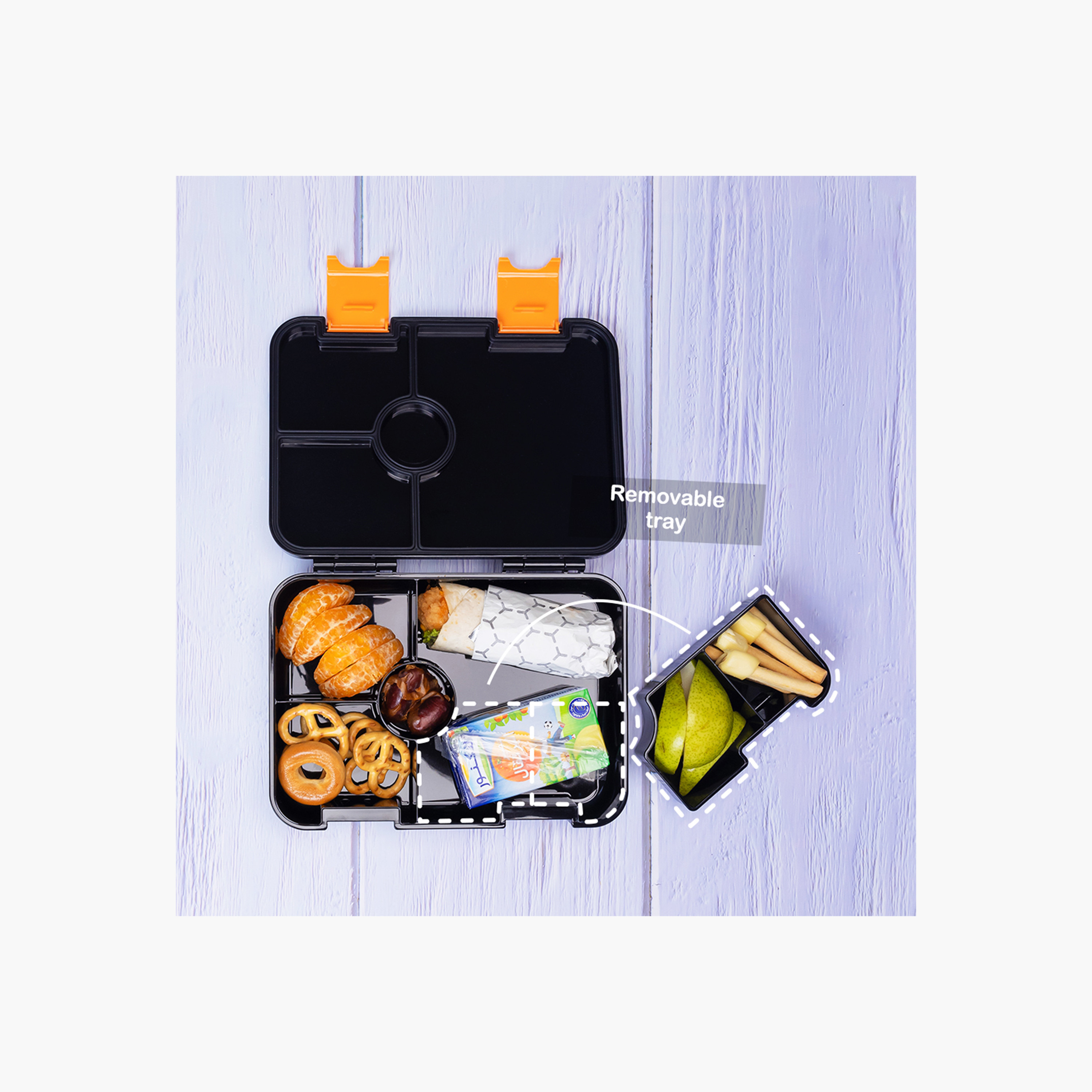 Eazy Kids Printed Convertible Bento Lunch Box with Sandwich Cutter and Fruit Pick Set-school-lunchessentials-lunchboxes-image-2