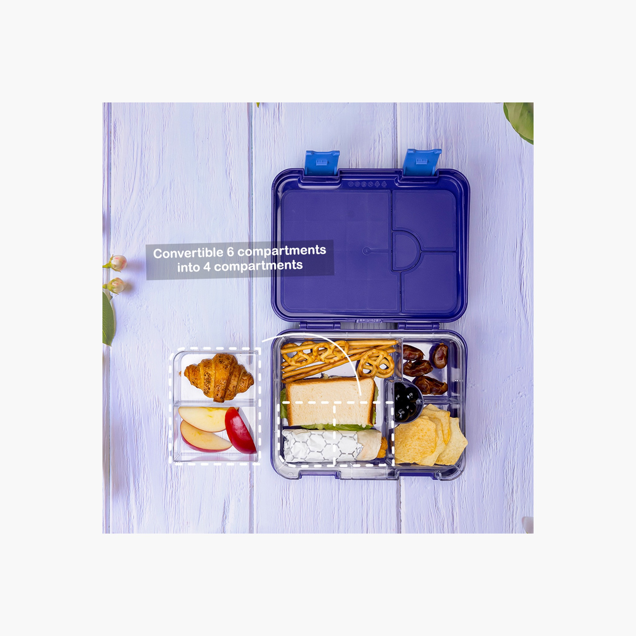 Eazy Kids Printed Convertible Bento Lunch Box with Sandwich Cutter and Fruit Pick Set-school-lunchessentials-lunchboxes-image-3