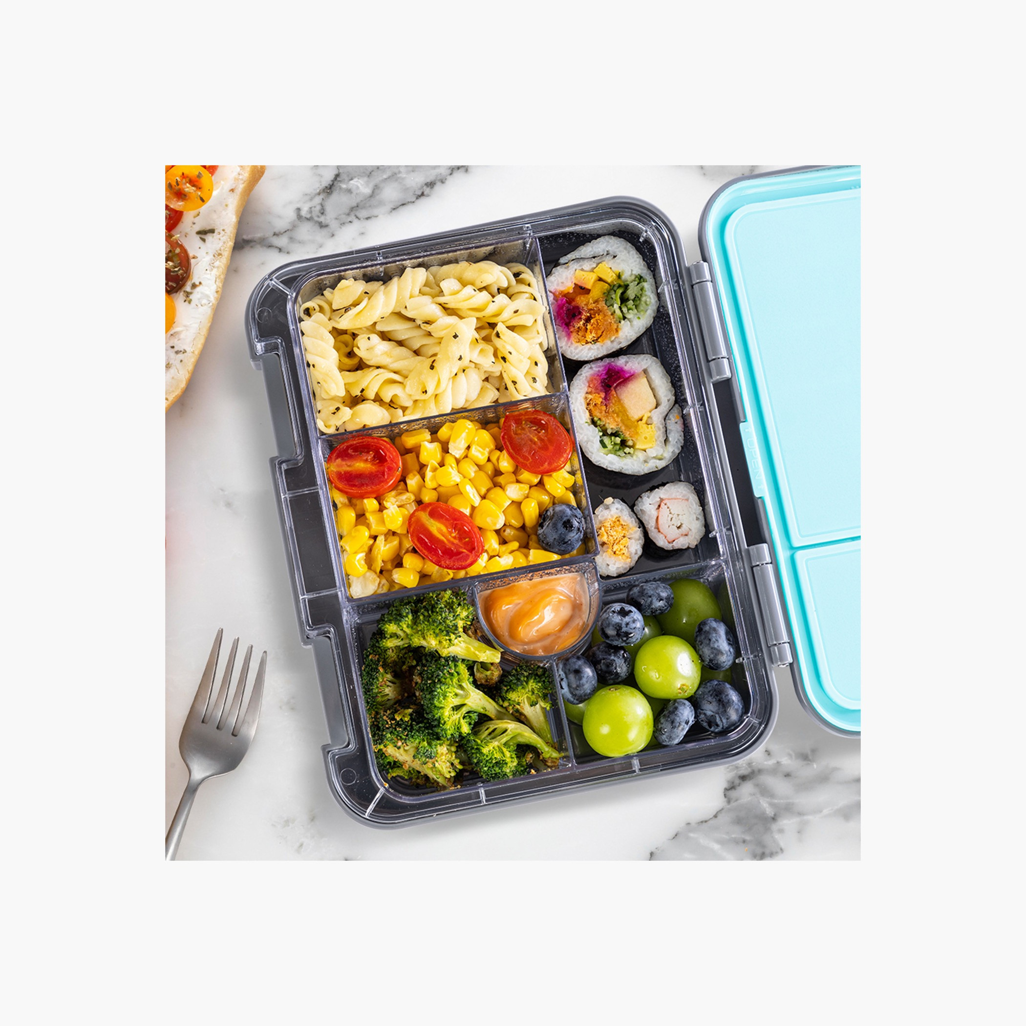 Eazy Kids Printed Convertible Compartment Bento Lunch Box with Cutlery and Alphabet Sticker-school-lunchessentials-lunchboxes-image-7
