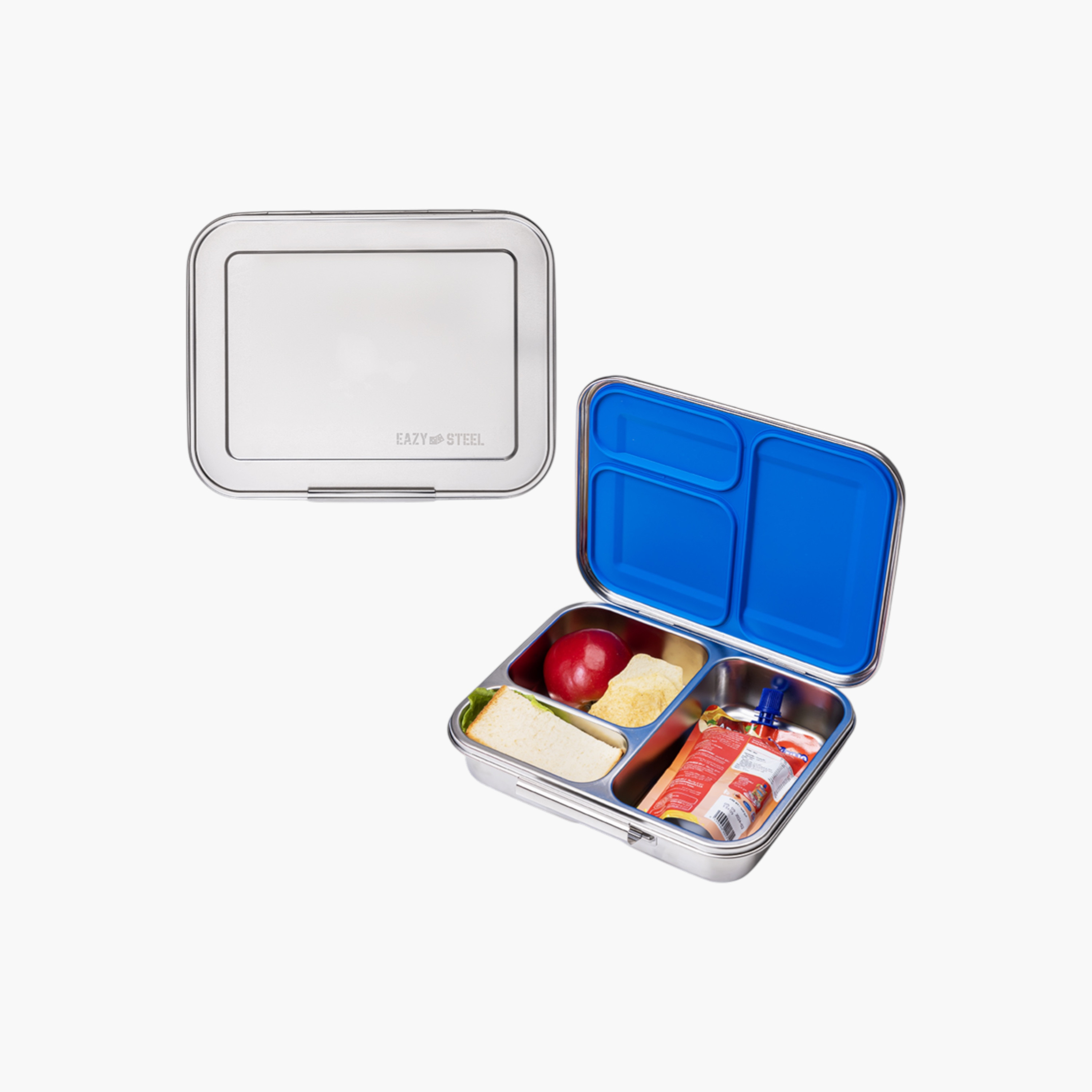 صندوق طعام ستيل بينتو سادة مقسم من إيزي كيدز-school-lunchessentials-lunchboxes-image-1