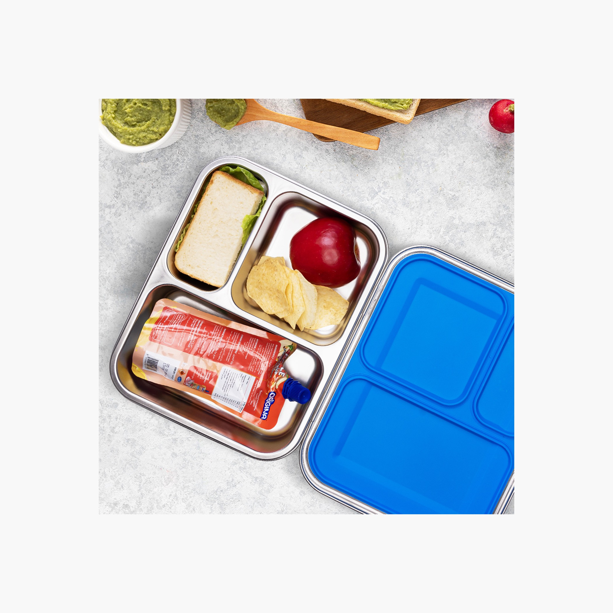 صندوق طعام ستيل بينتو سادة مقسم من إيزي كيدز-school-lunchessentials-lunchboxes-image-6