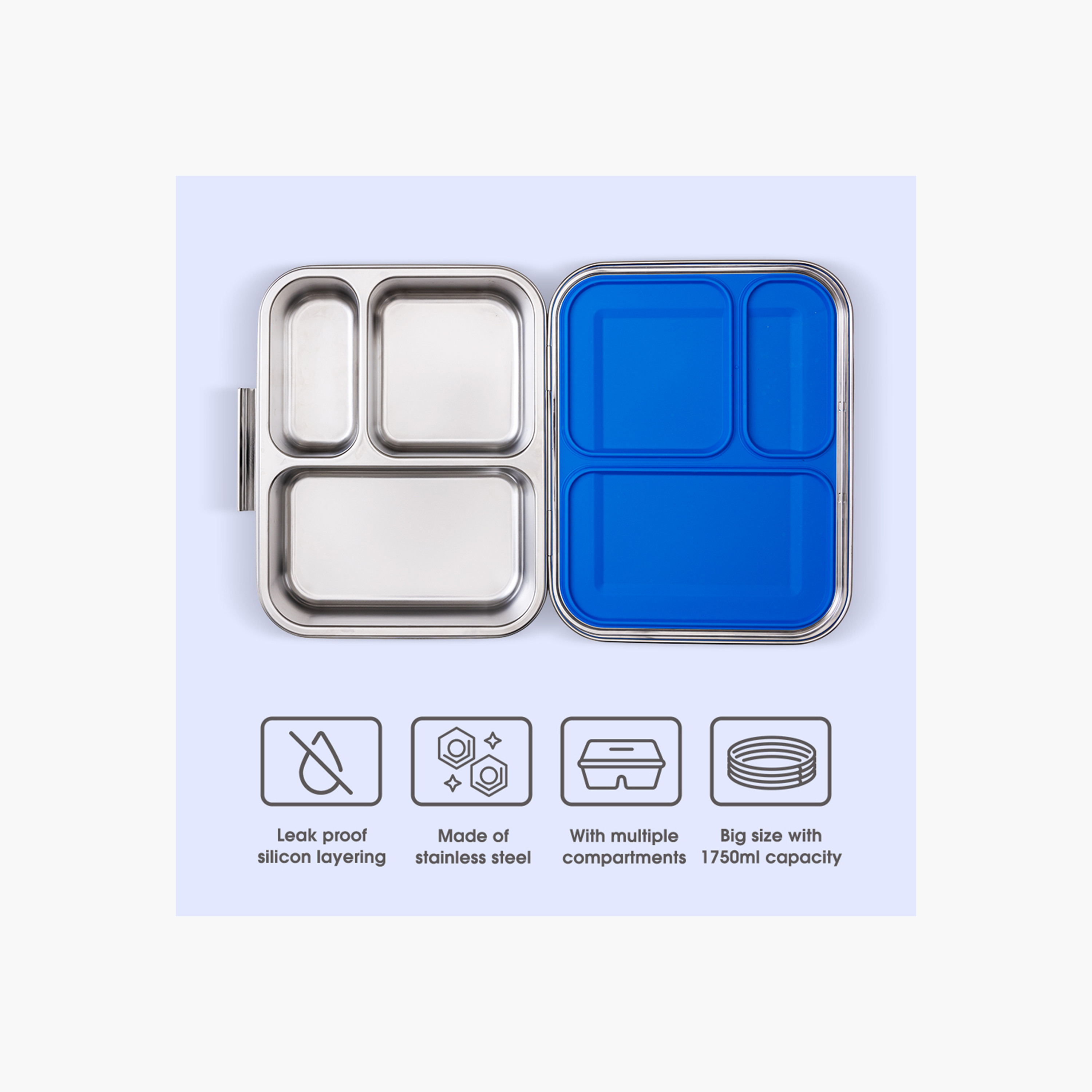 صندوق طعام ستيل بينتو سادة مقسم من إيزي كيدز-school-lunchessentials-lunchboxes-image-7