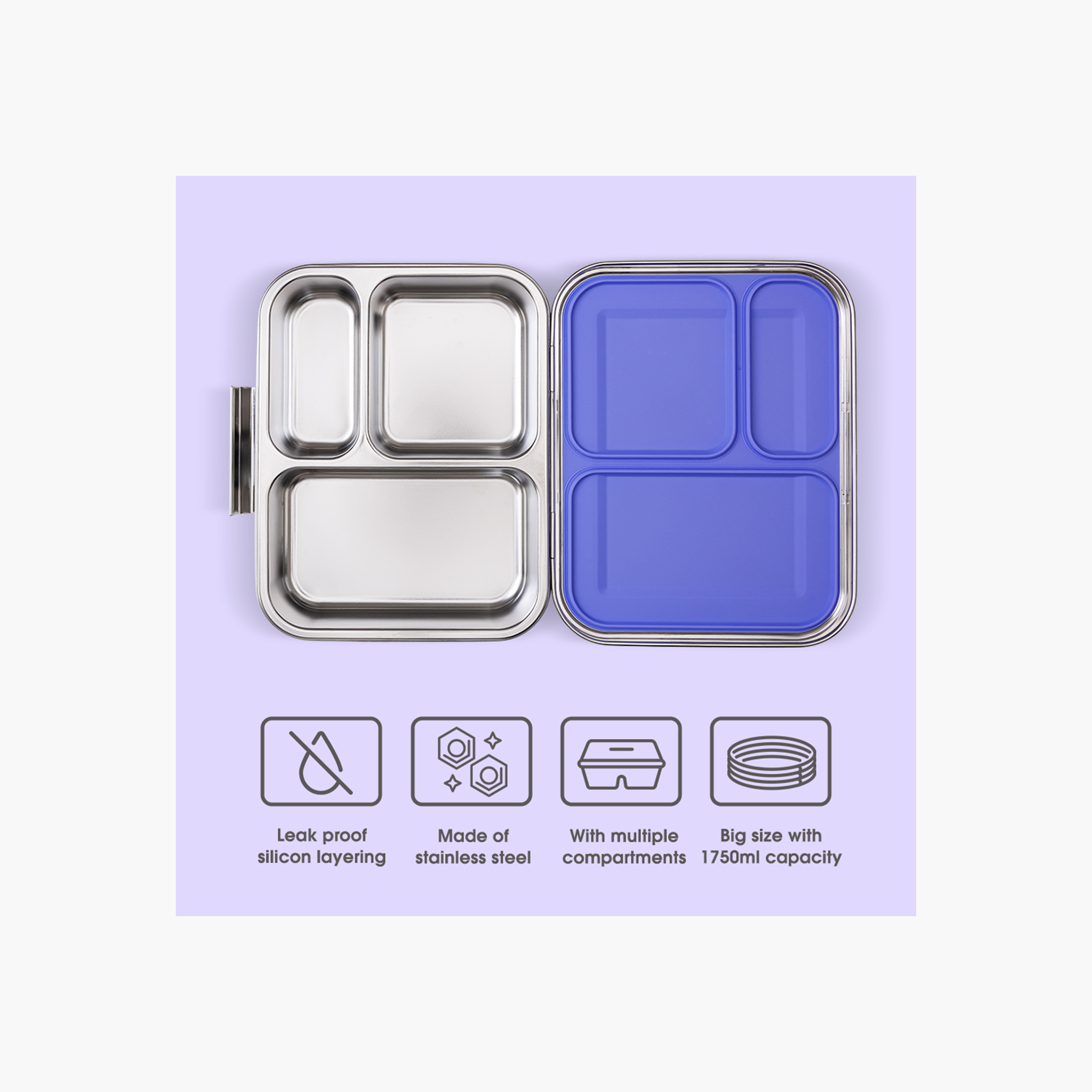 صندوق غداء بينتو ستانلس ستيل 3 أقسام من إيزي كيدز-school-lunchessentials-lunchboxes-image-8