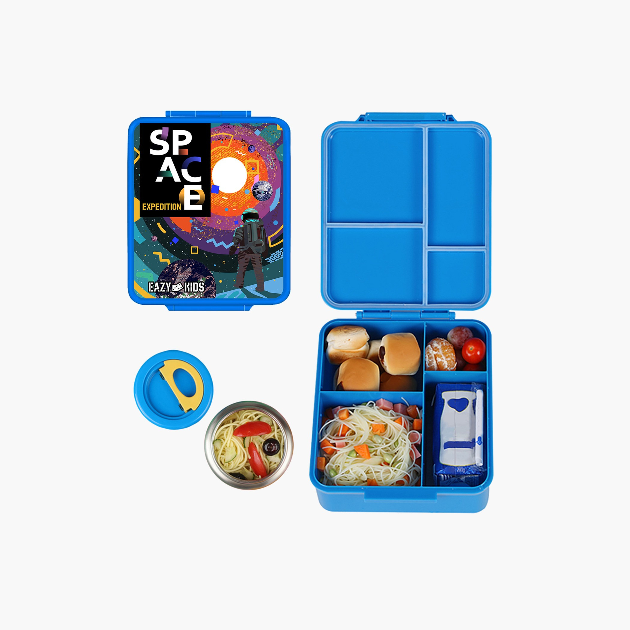 Eazy Kids Jumbo Space Print Lunch Box with Insulated Jar-school-lunchessentials-lunchboxes-image-1