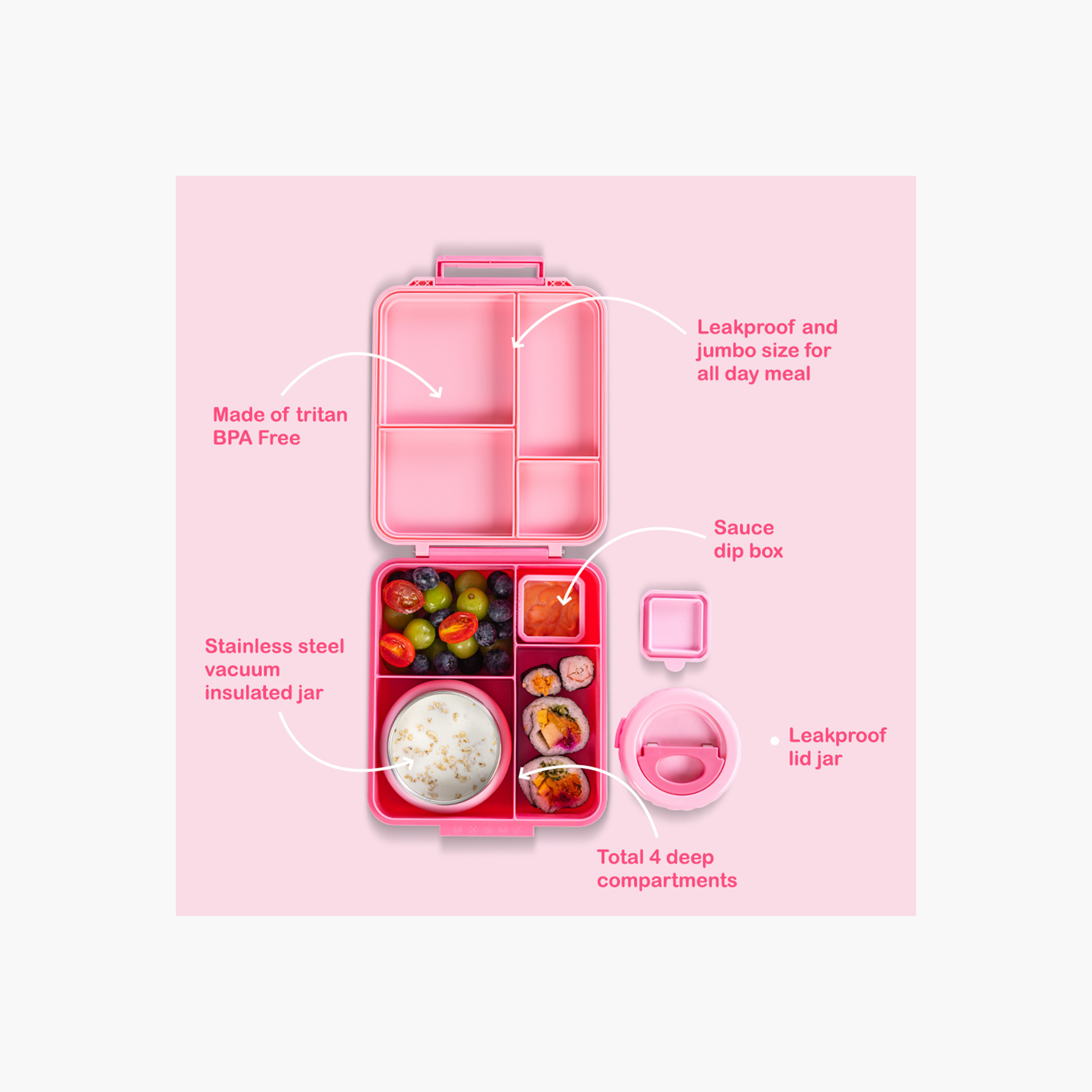 Eazy Kids Jumbo Solid Lunch Box with Insulated Jar and Dip Box Set-school-lunchessentials-lunchboxes-image-5