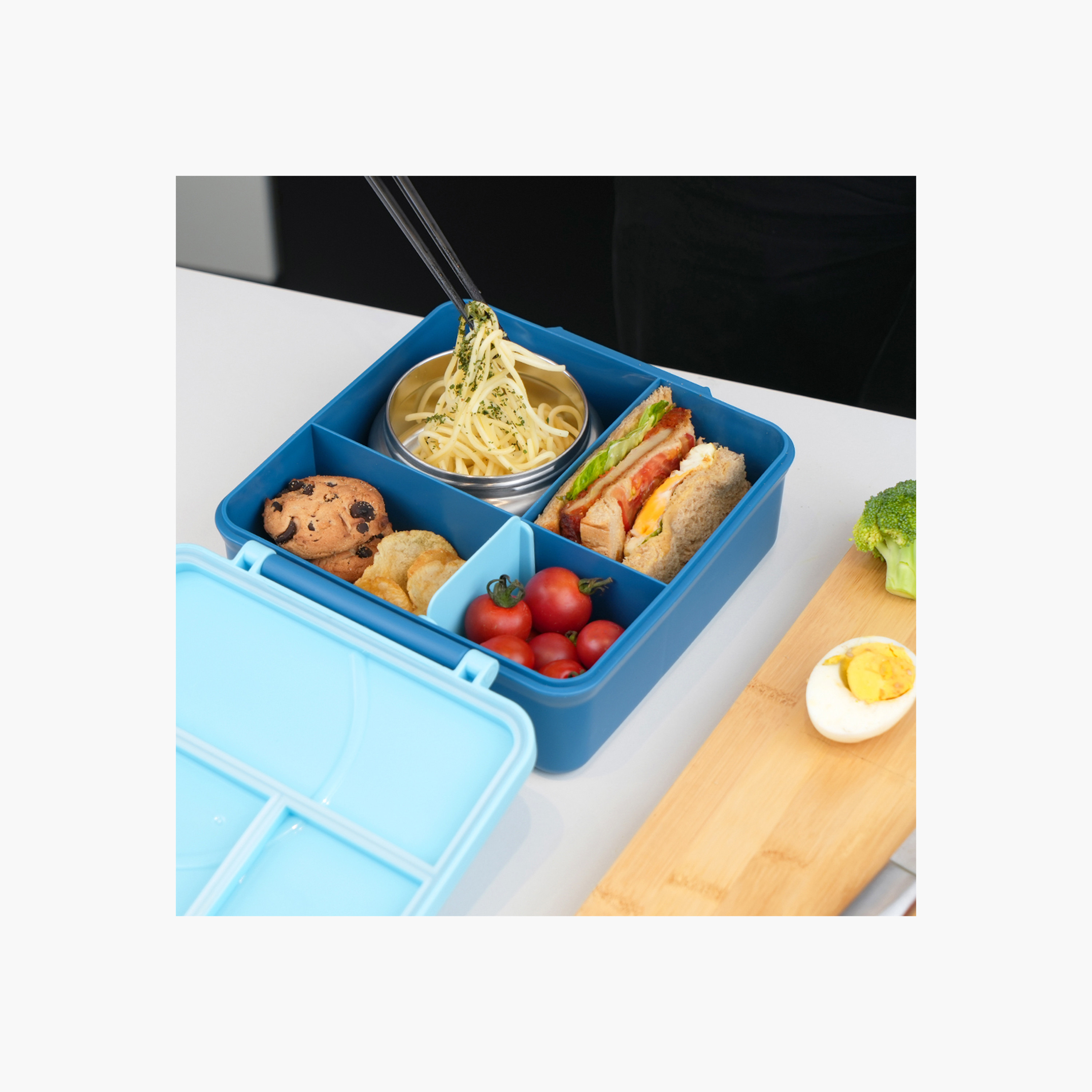 Eazy Kids Solid Sectioned Lunch Box with Cutlery and Food Jar-school-lunchessentials-lunchboxes-image-11