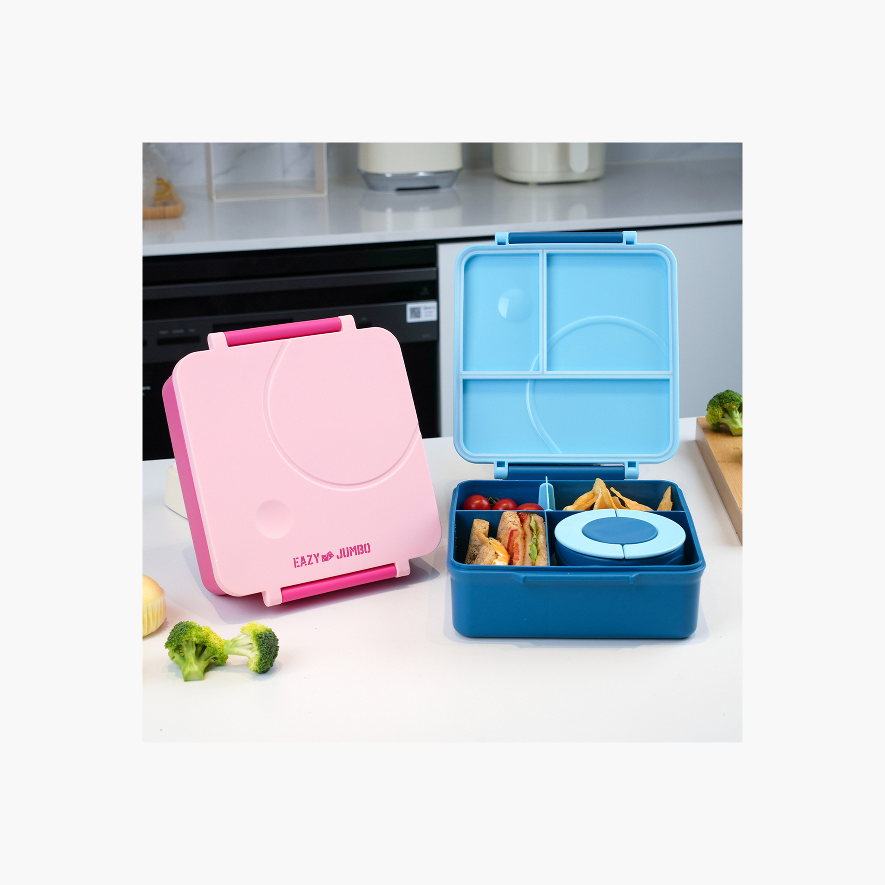 Eazy Kids Solid Sectioned Lunch Box with Cutlery and Food Jar-school-lunchessentials-lunchboxes-image-13