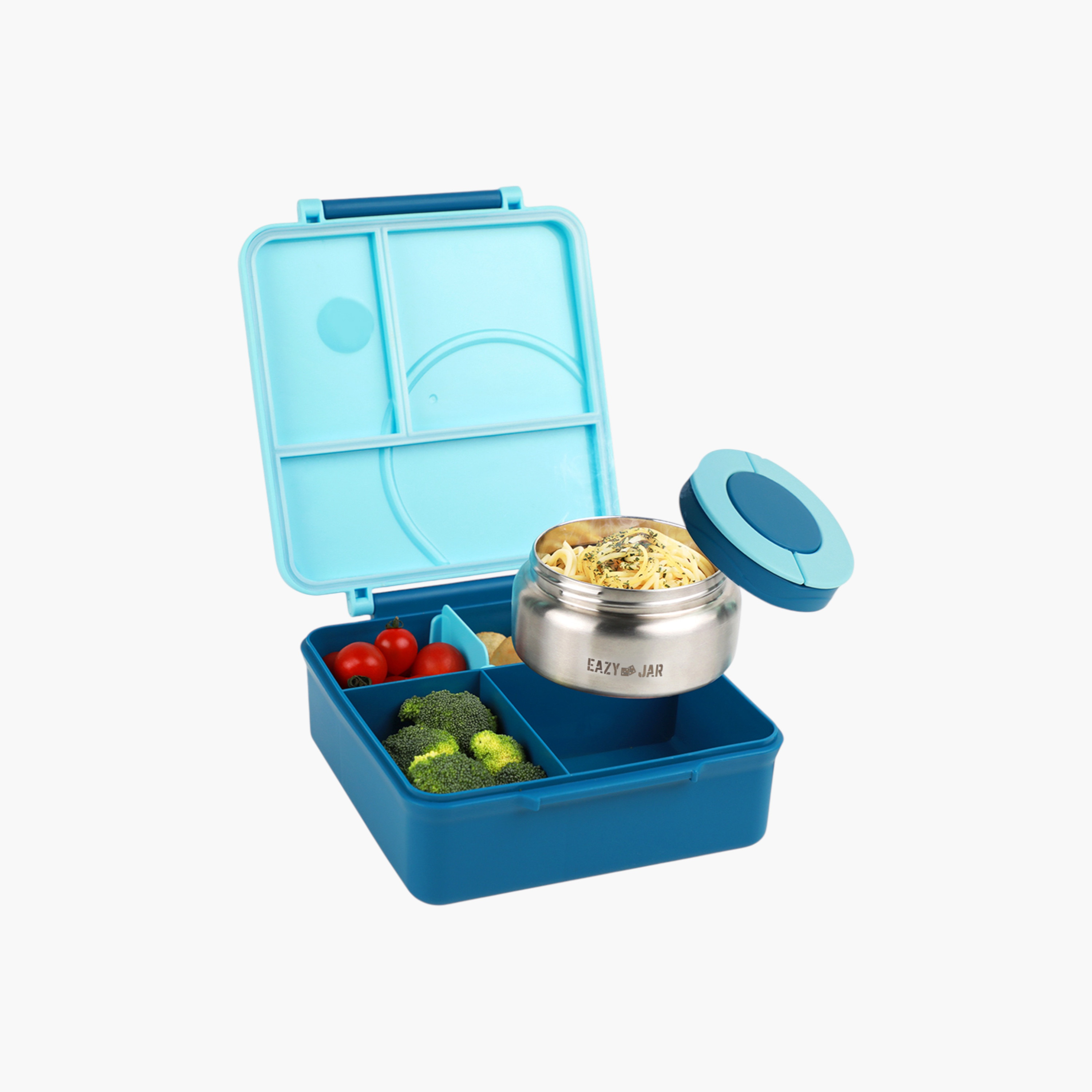 Eazy Kids Solid Sectioned Lunch Box with Cutlery and Food Jar-school-lunchessentials-lunchboxes-image-3