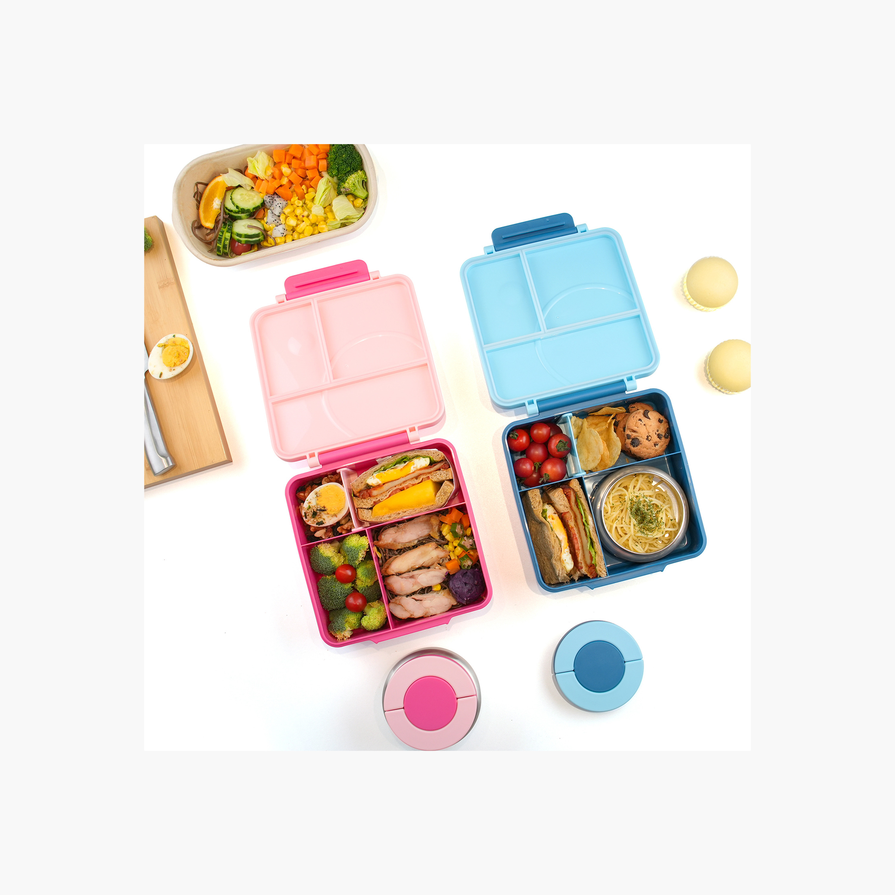 Eazy Kids Solid Sectioned Lunch Box with Cutlery and Food Jar-school-lunchessentials-lunchboxes-image-9