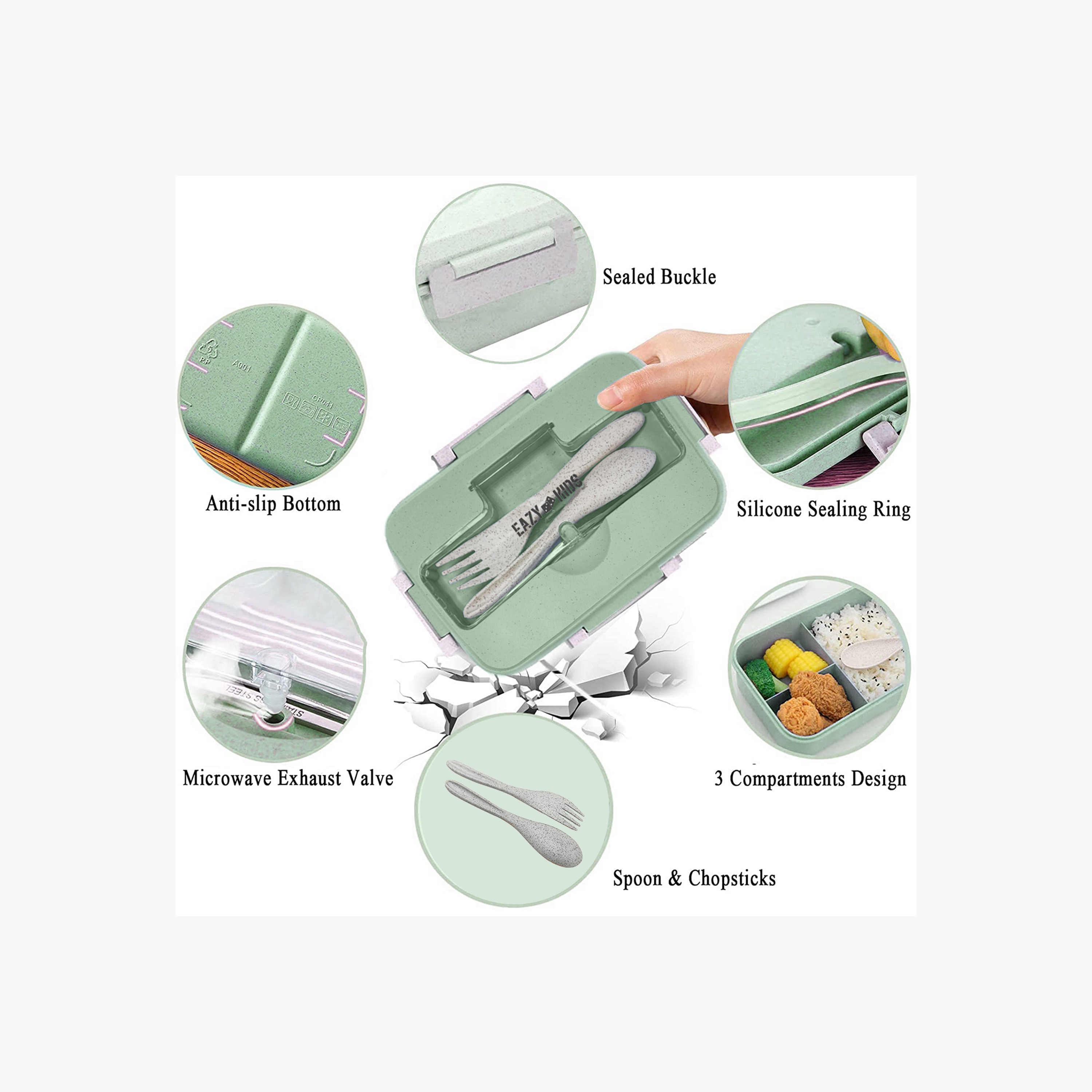 صندوق غداء بينتو من قش القمح مع أدوات مائدة من إيزي كيدز-school-lunchessentials-lunchboxes-image-6