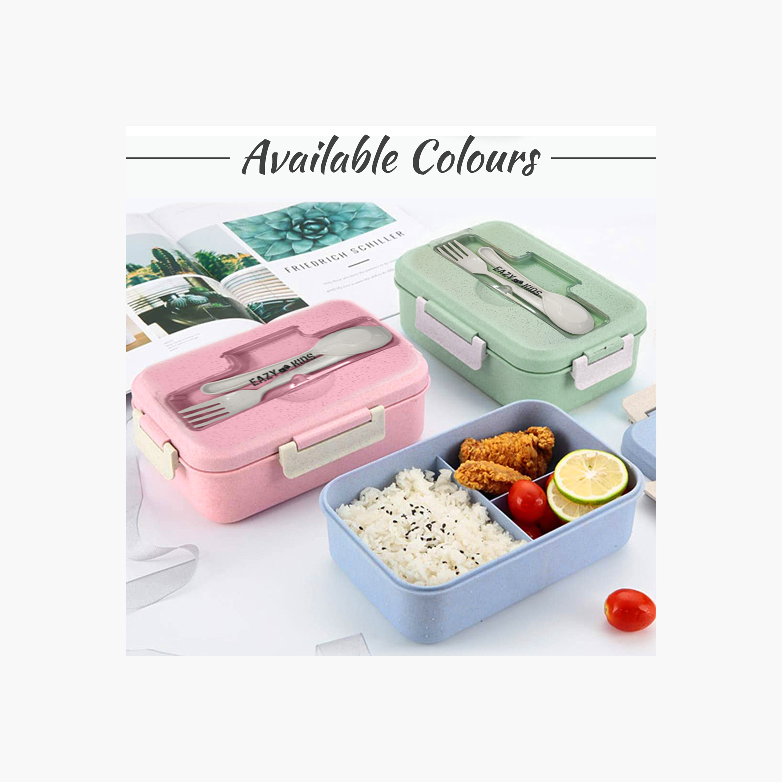 صندوق غداء بينتو من قش القمح مع أدوات مائدة من إيزي كيدز-school-lunchessentials-lunchboxes-image-8