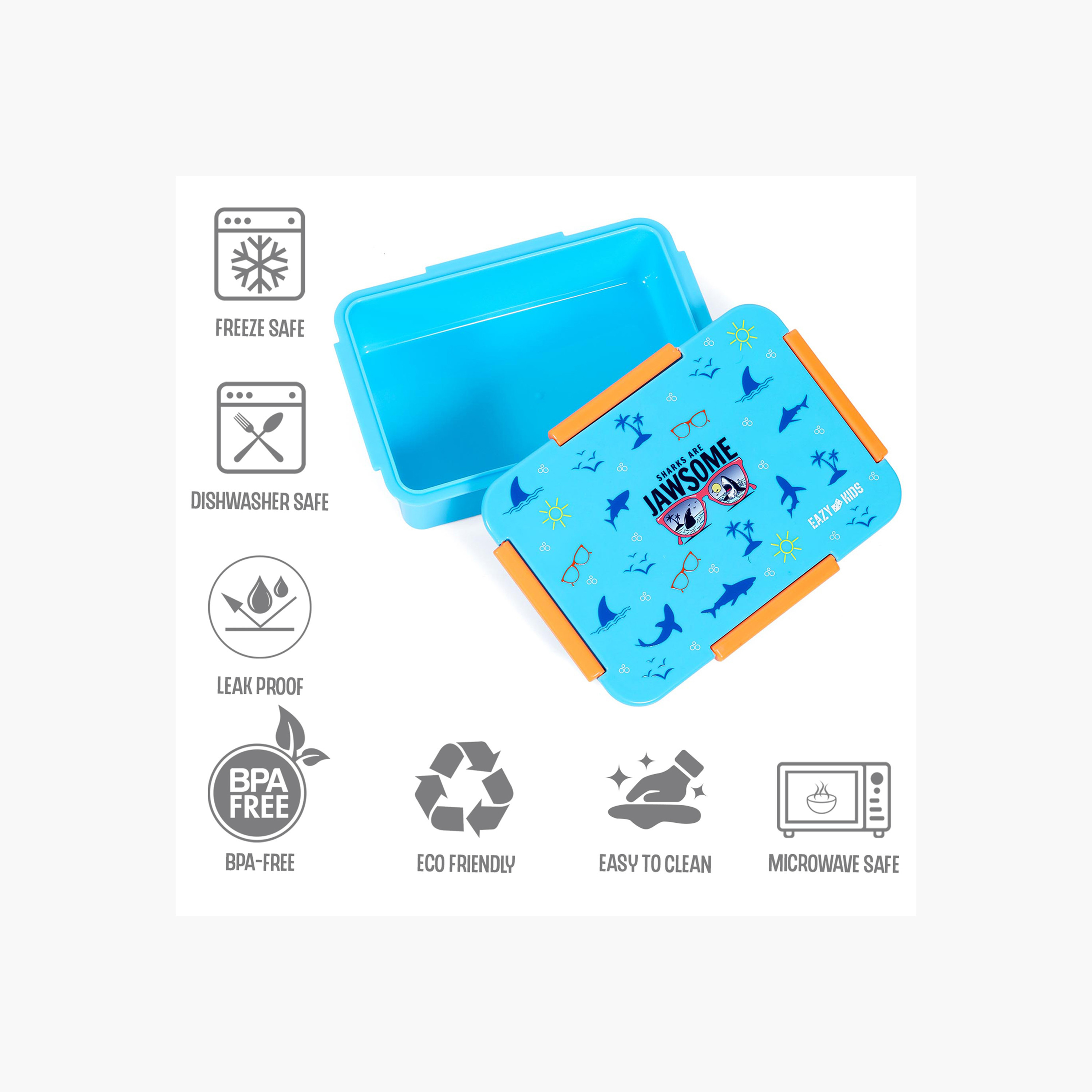 صندوق غداء بينتو مقسم قابل للتحول بطبعات سمك قرش ومشبك إغلاق من إيزي كيدز-school-lunchessentials-lunchboxes-image-7